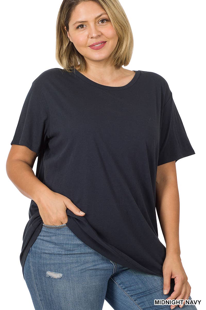 `.Plus-Size Cotton Short Sleeve Boyfriend Tee Hoodie, Sweatshirt | PodTeesHub.com