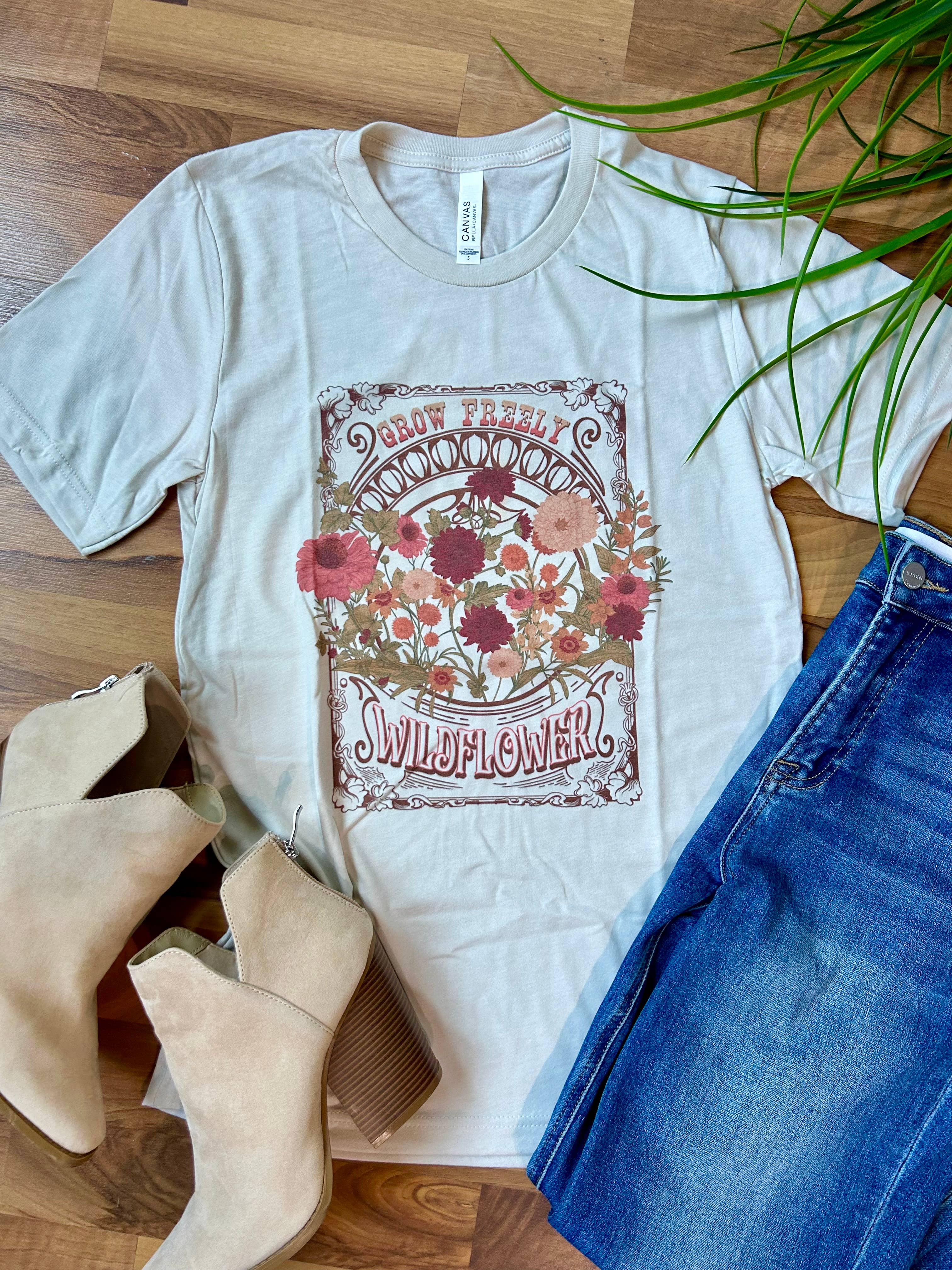 Grow Freely Wildflower Graphic Tee Hoodie, Sweatshirt | PodTeesHub.com