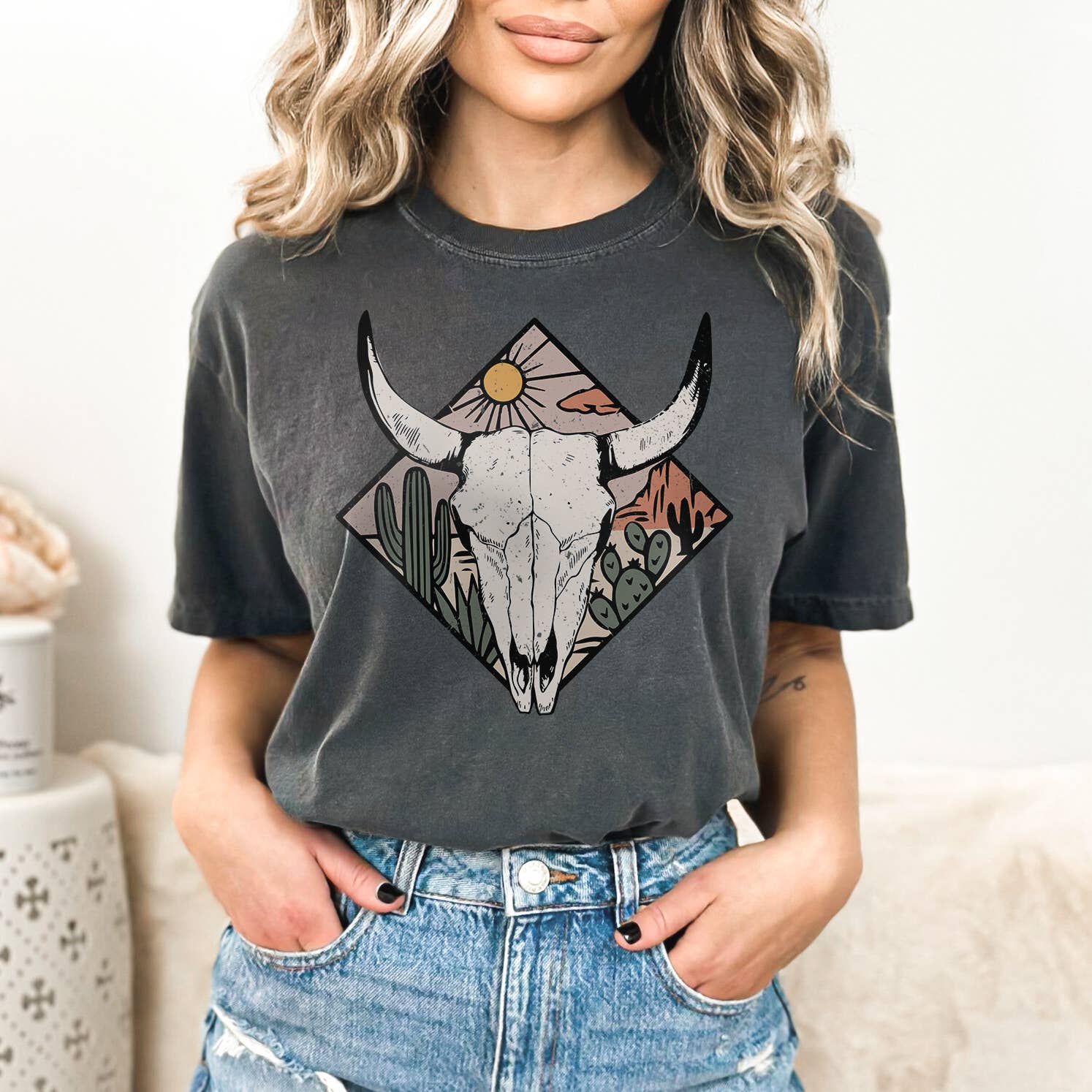 Cow Skull Tee | Western | Desert | Sizes S-2XL Hoodie, Sweatshirt | PodTeesHub.com
