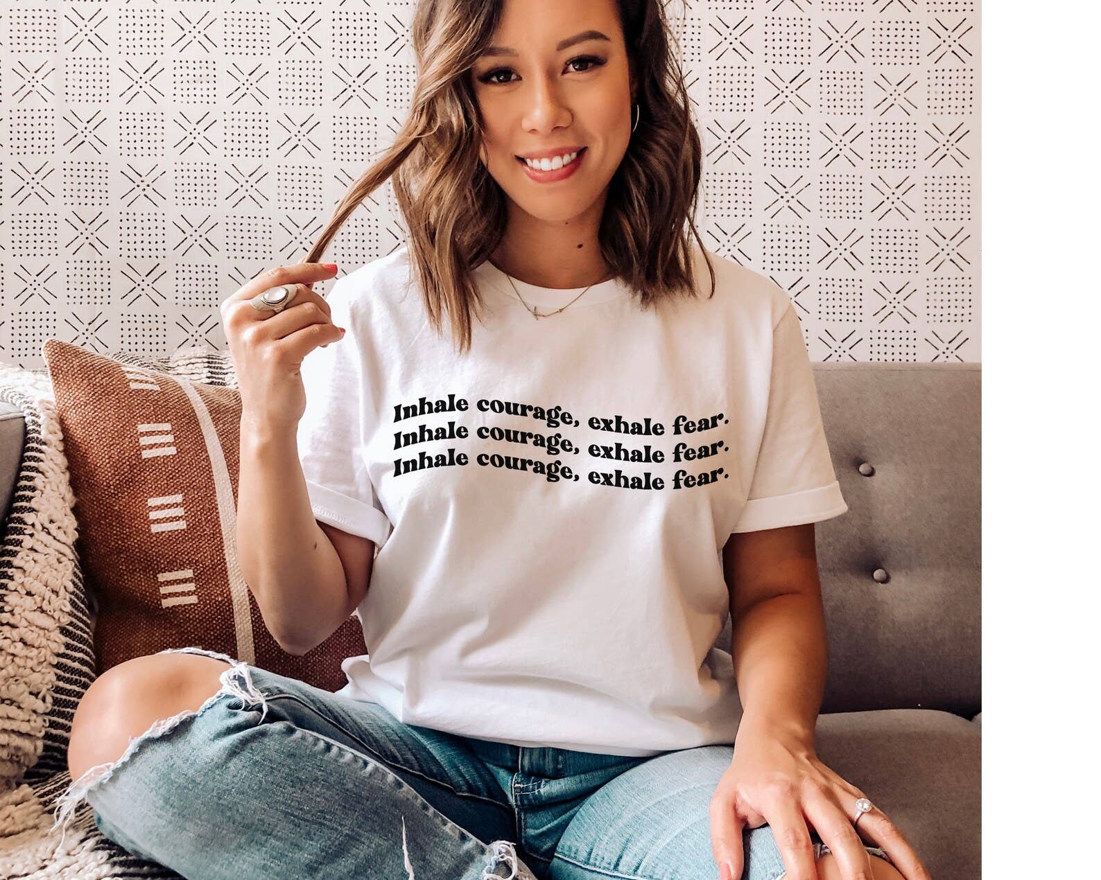 Inhale Courage Exhale Fear T-Shirt Hoodie, Sweatshirt | PodTeesHub.com