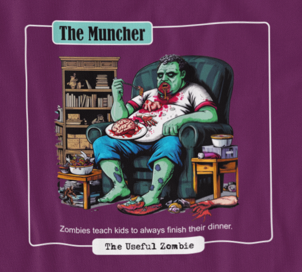 Useful Zombie "Muncher" T-Shirt (Maroon) Hoodie, Sweatshirt | PodTeesHub.com
