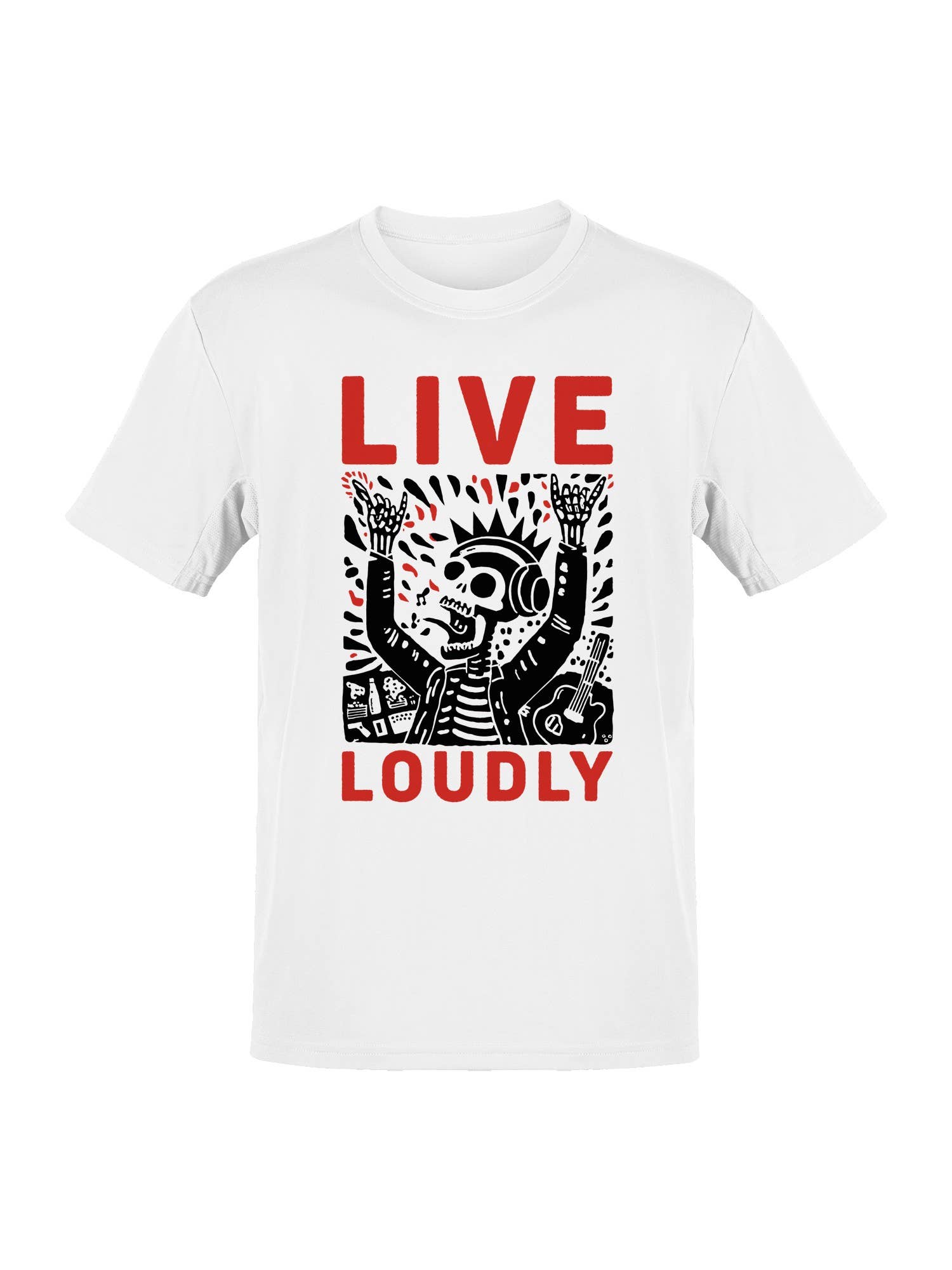 Live Loudly Skeleton Headphones Men's T-Shirt Hoodie, Sweatshirt | PodTeesHub.com