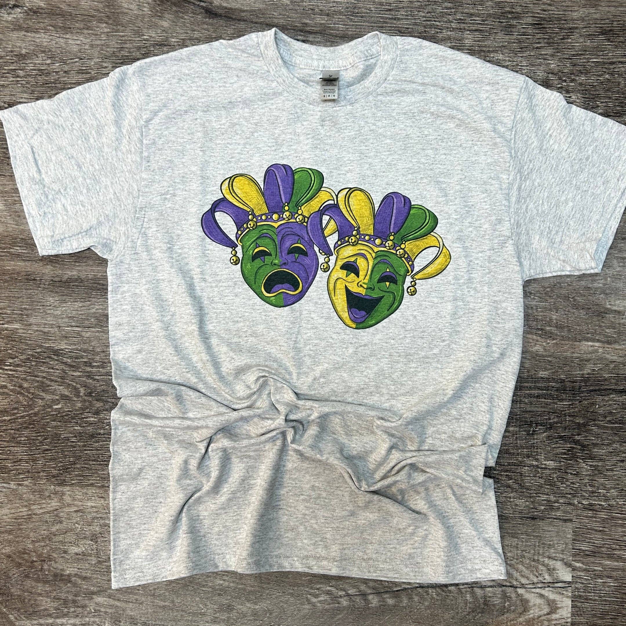 Mardi Gras Masks On Ash Gray Tee Hoodie, Sweatshirt | PodTeesHub.com