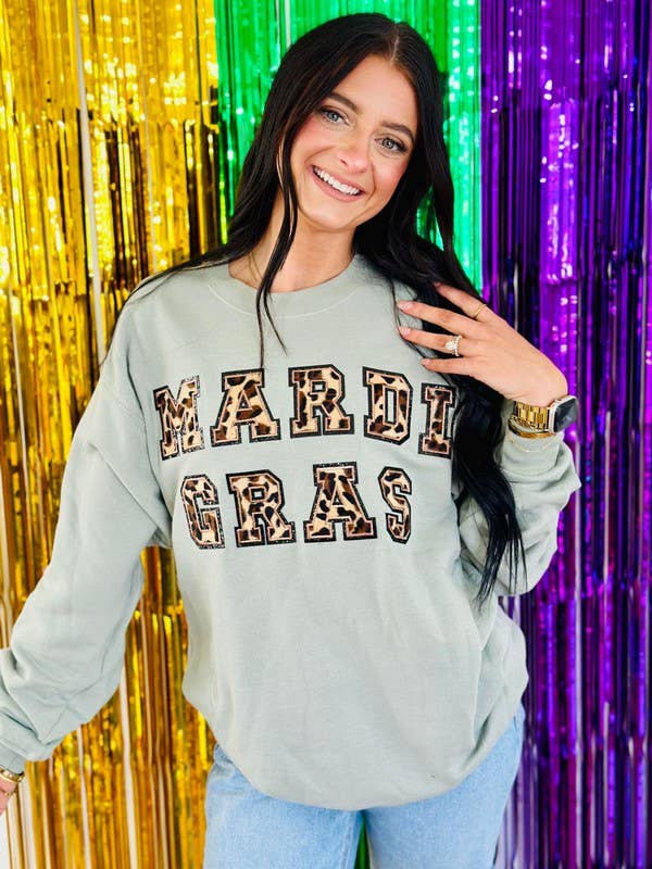 Mardi Gras Leopard Patch Sweatshirt T-Shirts, Hoodie | PodTeesHub.com