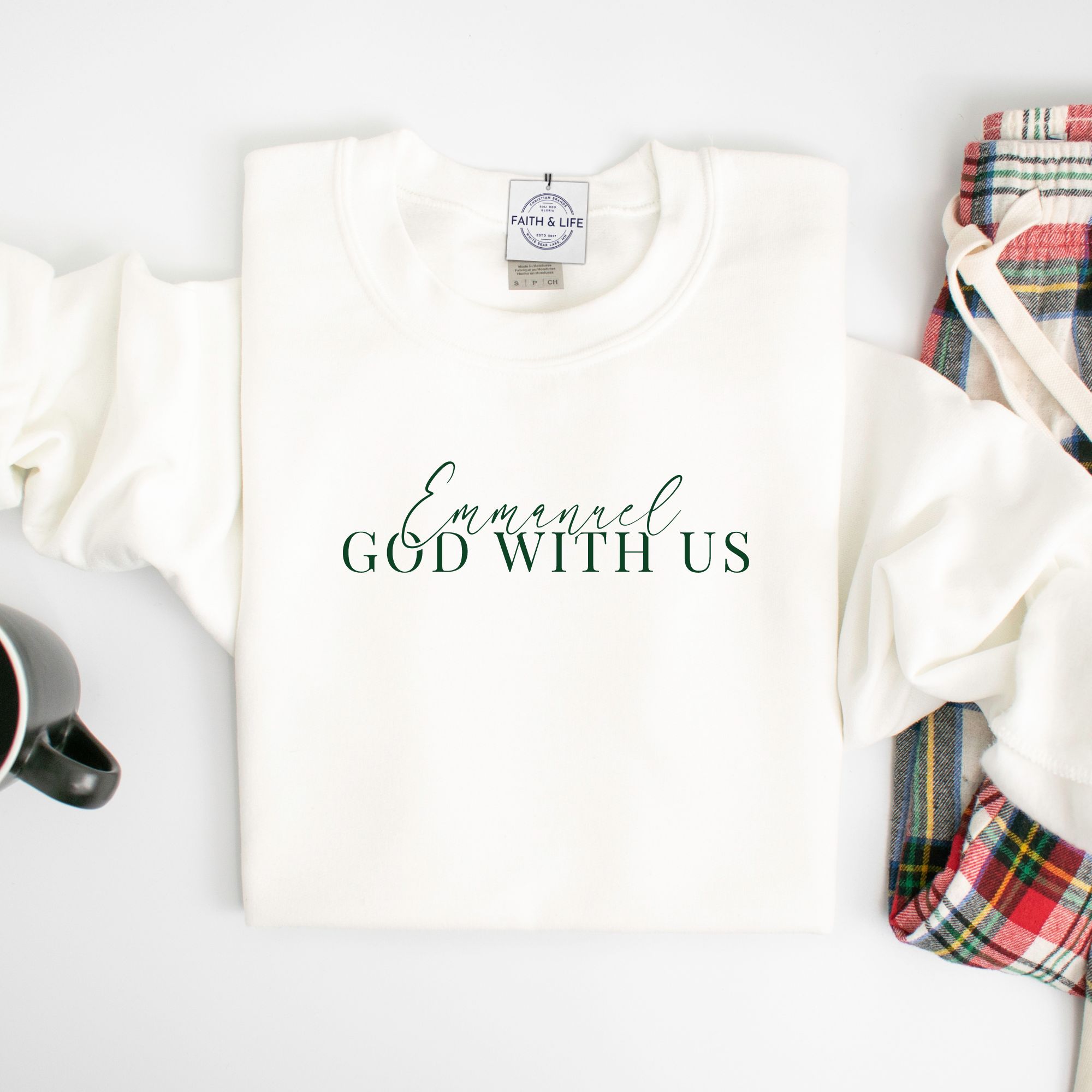 Emmanuel God with Us Fleece Crewneck Sweatshirt T-Shirts, Hoodie | PodTeesHub.com