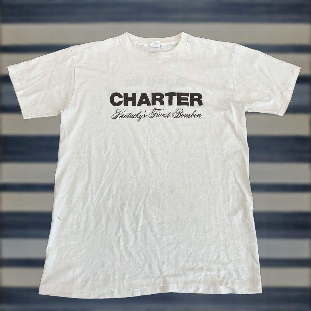 Vintage Old Charter T Shirt 80s Unisex Adults Xl Off White 80s Sandy T Mens Womens Hoodie, Sweatshirt | PodTeesHub.com