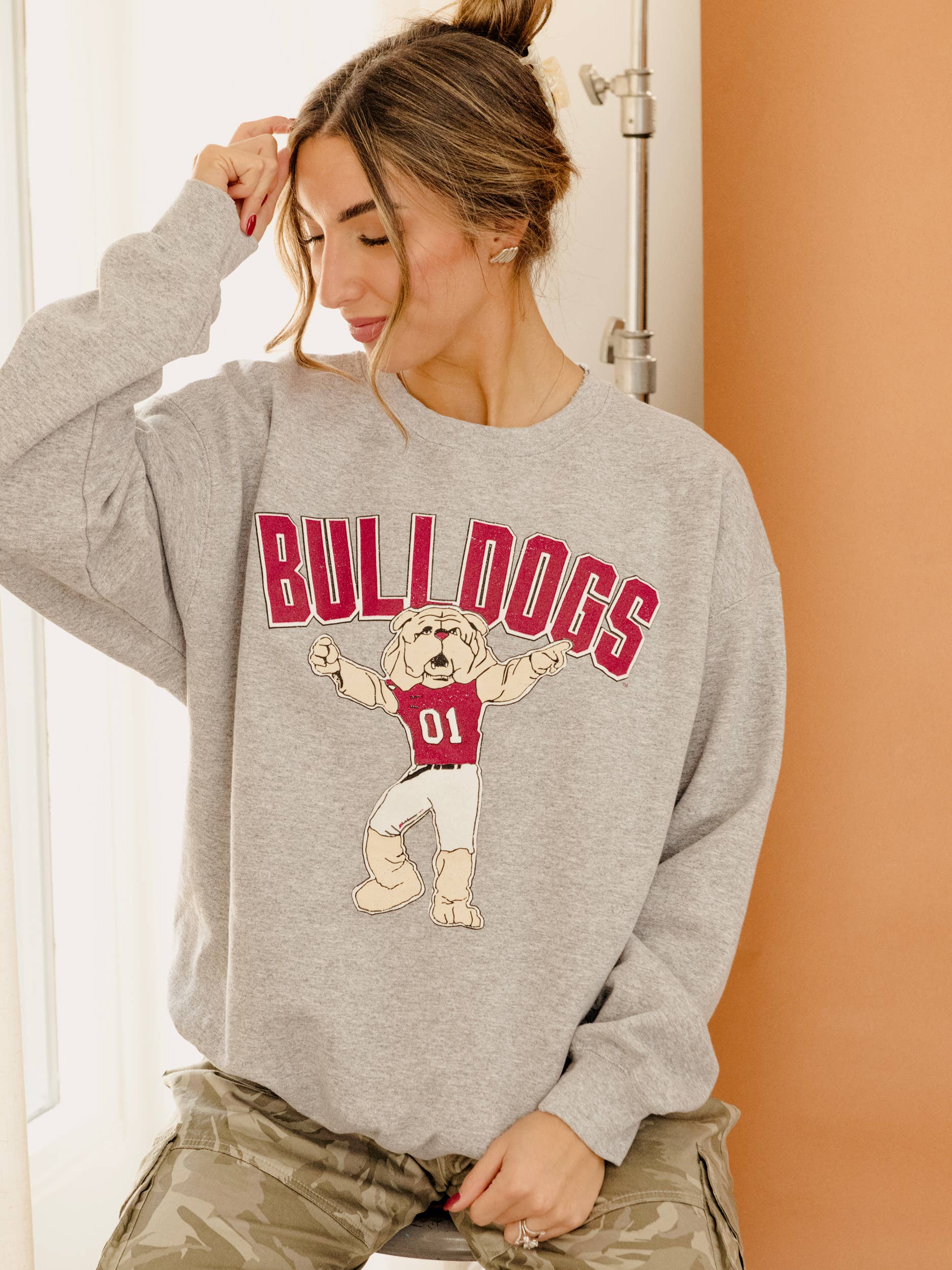 Mississippi State Bulldog Cartoon Mascot Thrifted Sweatshirt T-Shirts, Hoodie | PodTeesHub.com