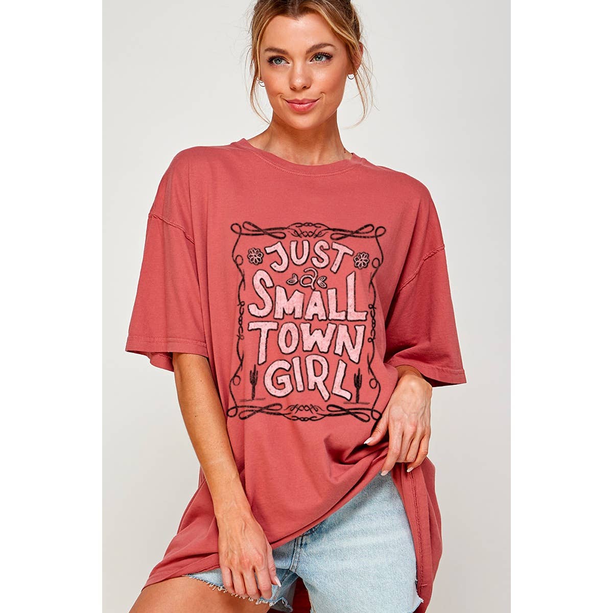 Just Small Town Girl Graphic Oversized Tee Hoodie, Sweatshirt | PodTeesHub.com