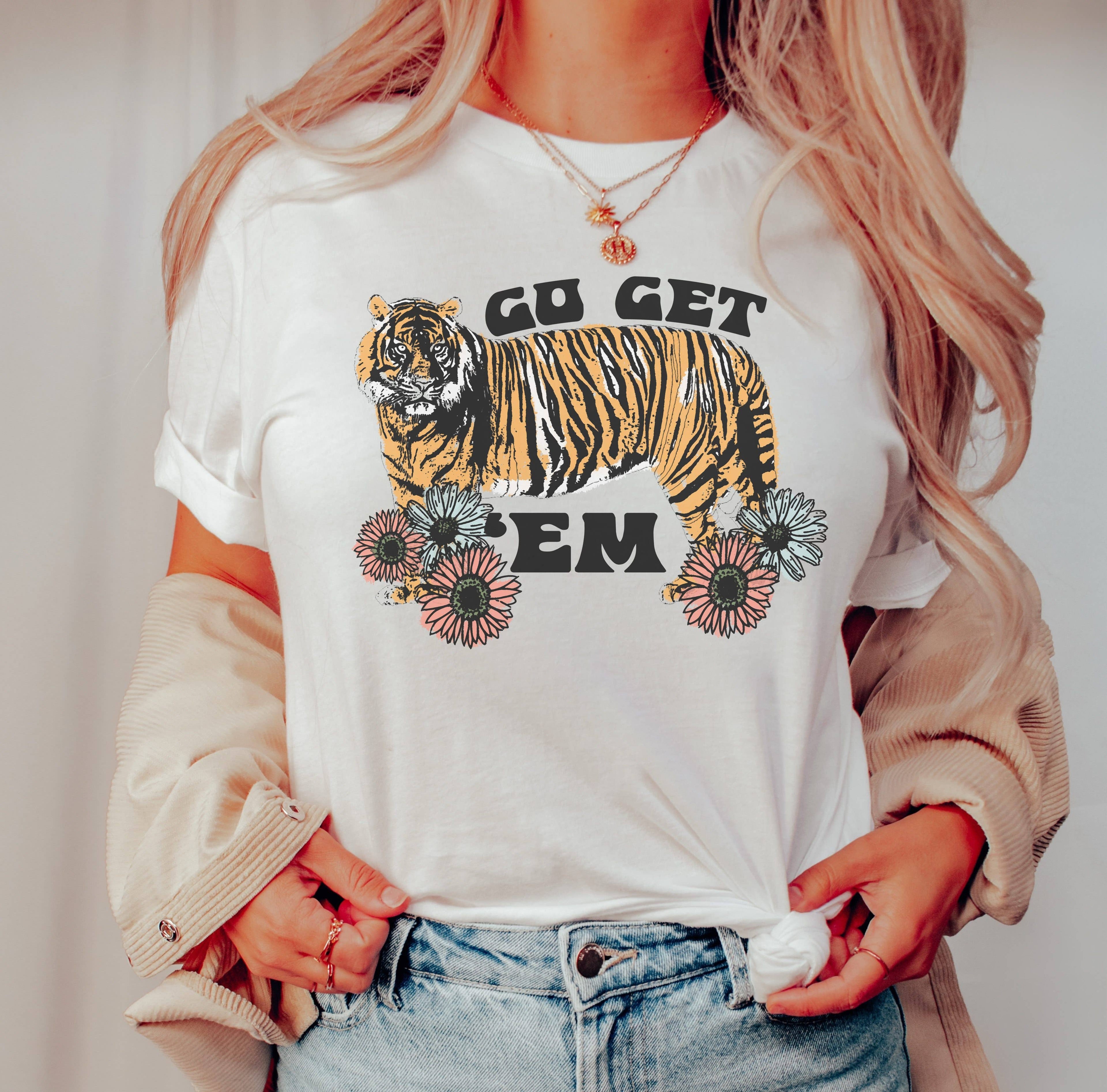 Go Get Em Tiger Tee | Retro Boho Tshirt Hoodie, Sweatshirt | PodTeesHub.com