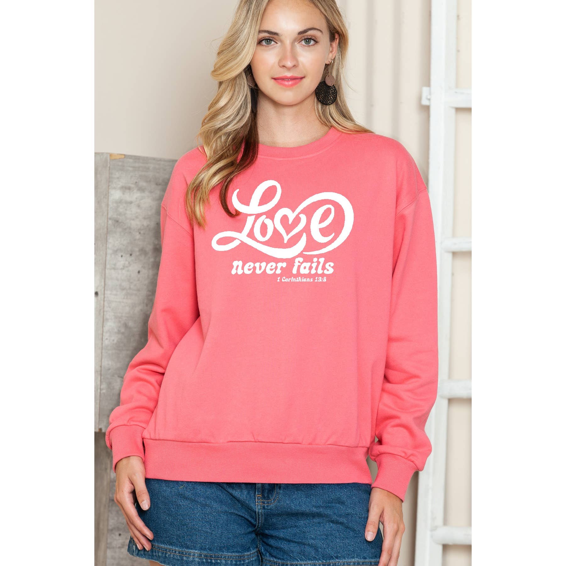 Love Never Fails Crewneck Sweater T-Shirts, Hoodie, Sweatshirt | PodTeesHub.com