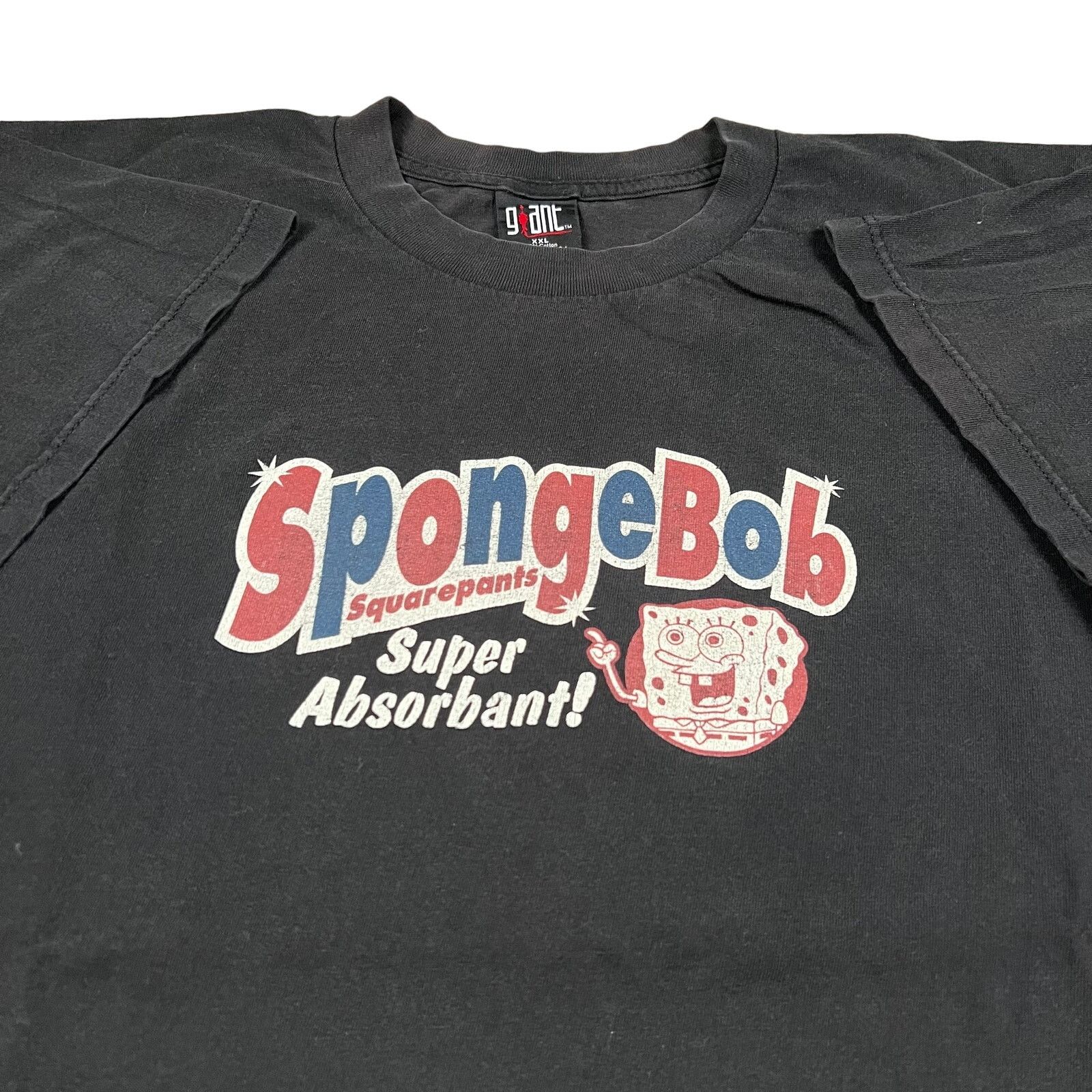 Vintage Spongebob Tv Giant Tag Black Graphic T Shirt Hoodie, Sweatshirt | PodTeesHub.com