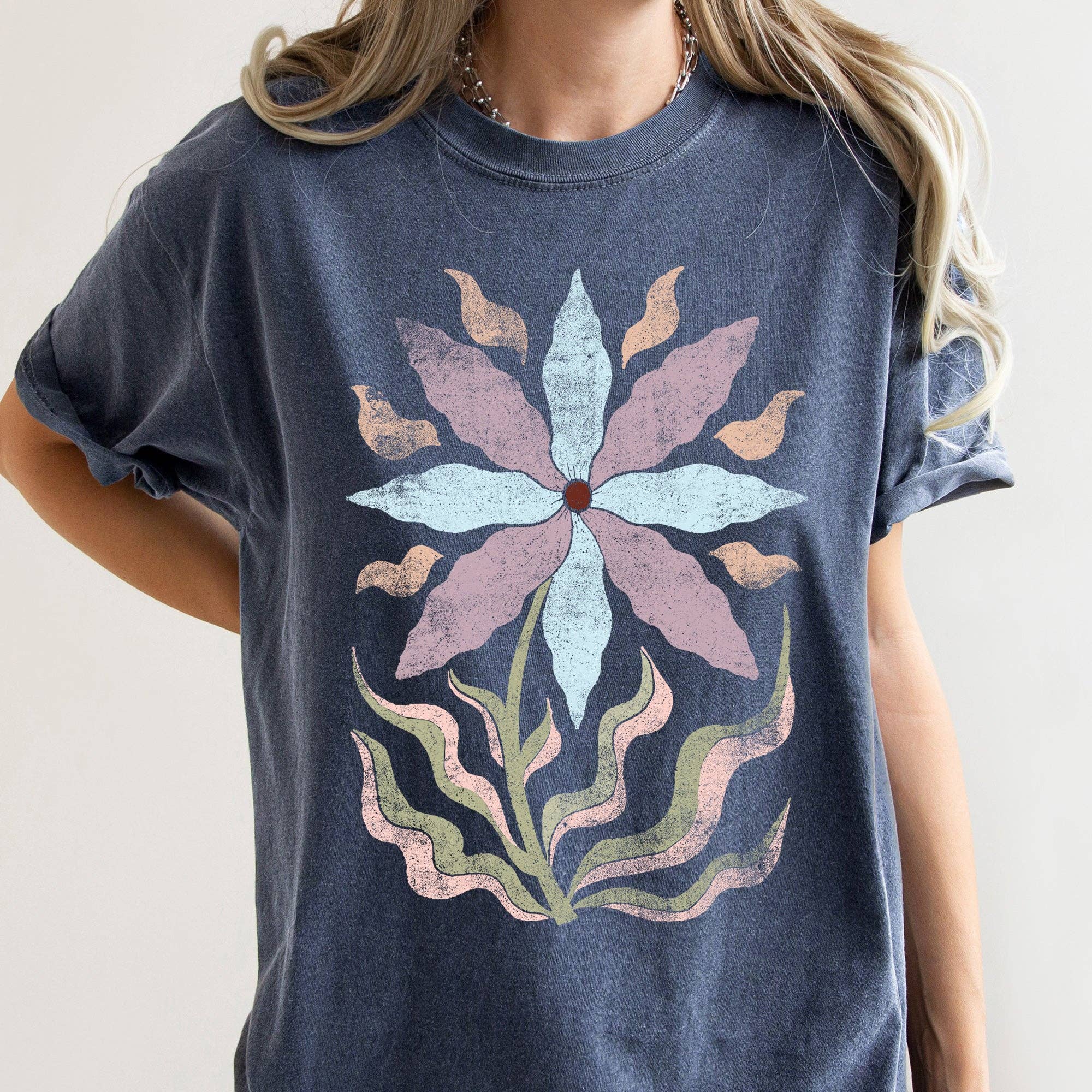 Boho Folk Art Floral Vintage T-Shirt Hoodie, Sweatshirt | PodTeesHub.com
