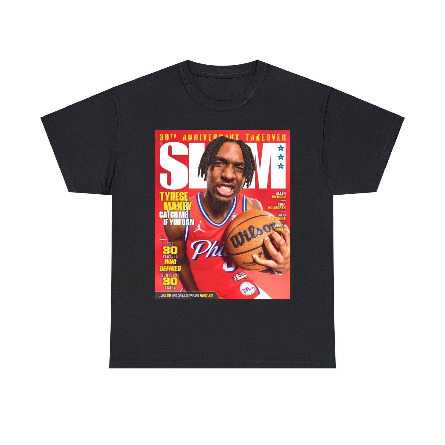 Tyrese Maxey Philadelphia 76Ers Nba Slam Cover Graphic Tee Hoodie, Sweatshirt | PodTeesHub.com
