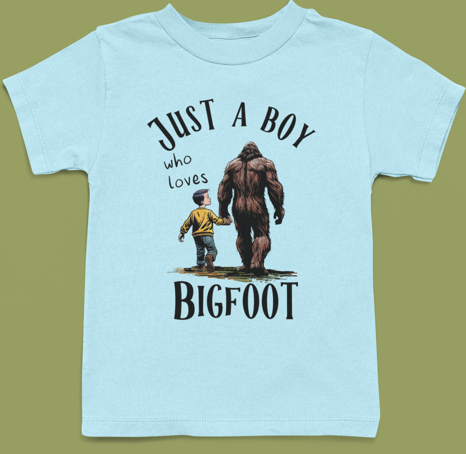 Just A Boy Who Loves Bigfoot - Youth/Toddler Shirt (Blue) Hoodie, Sweatshirt | PodTeesHub.com