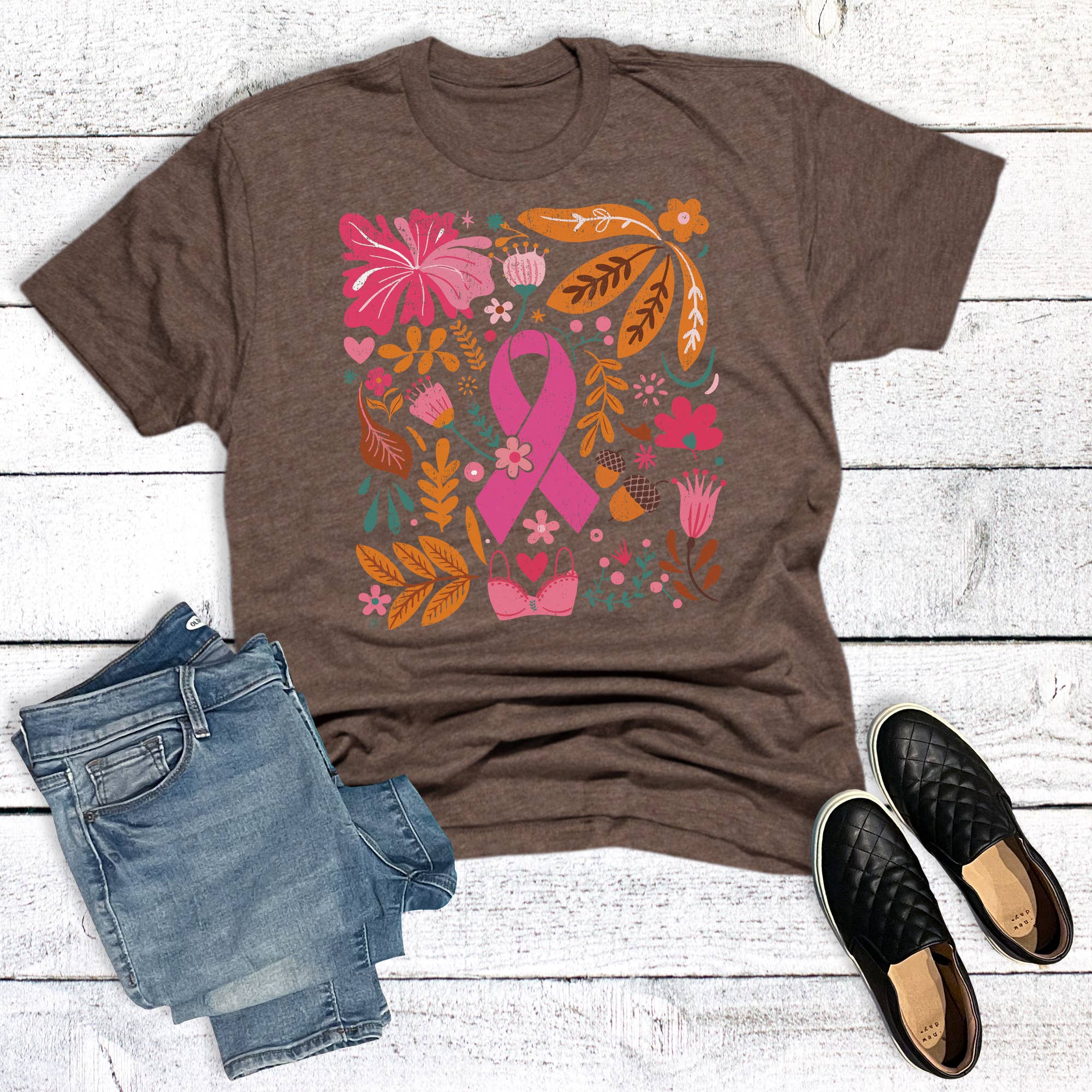 Boho Breast Cancer Awareness Graphic Tee (Best Seller) Hoodie, Sweatshirt | PodTeesHub.com