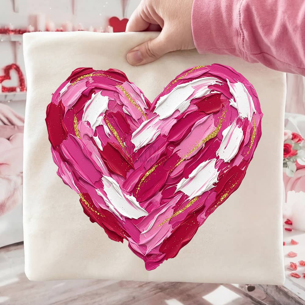 Faux Painted Valentine Heart Tee Hoodie, Sweatshirt | PodTeesHub.com