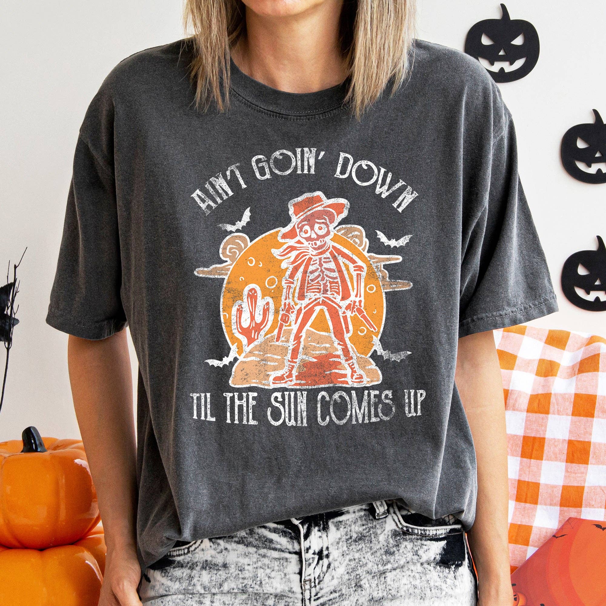 Ain't Goin Down Skeleton T-Shirt White Print Hoodie, Sweatshirt | PodTeesHub.com