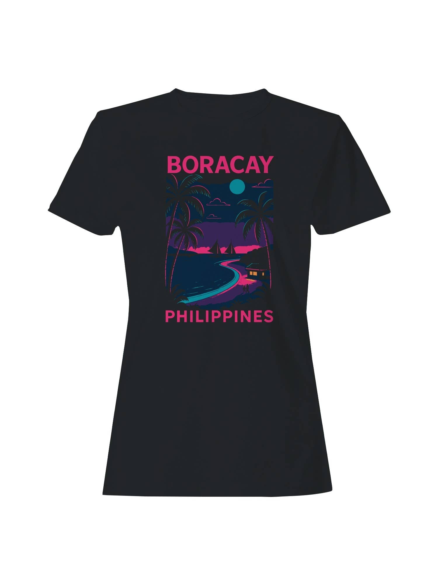 Boracay Nightscape Art Design Women's T-Shirt Hoodie, Sweatshirt | PodTeesHub.com