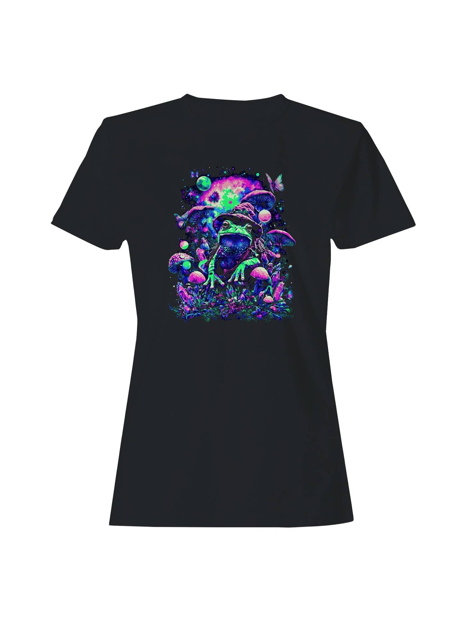 Cosmic Frog and Psychedelic Mushrooms Women's T-Shirt Hoodie, Sweatshirt | PodTeesHub.com