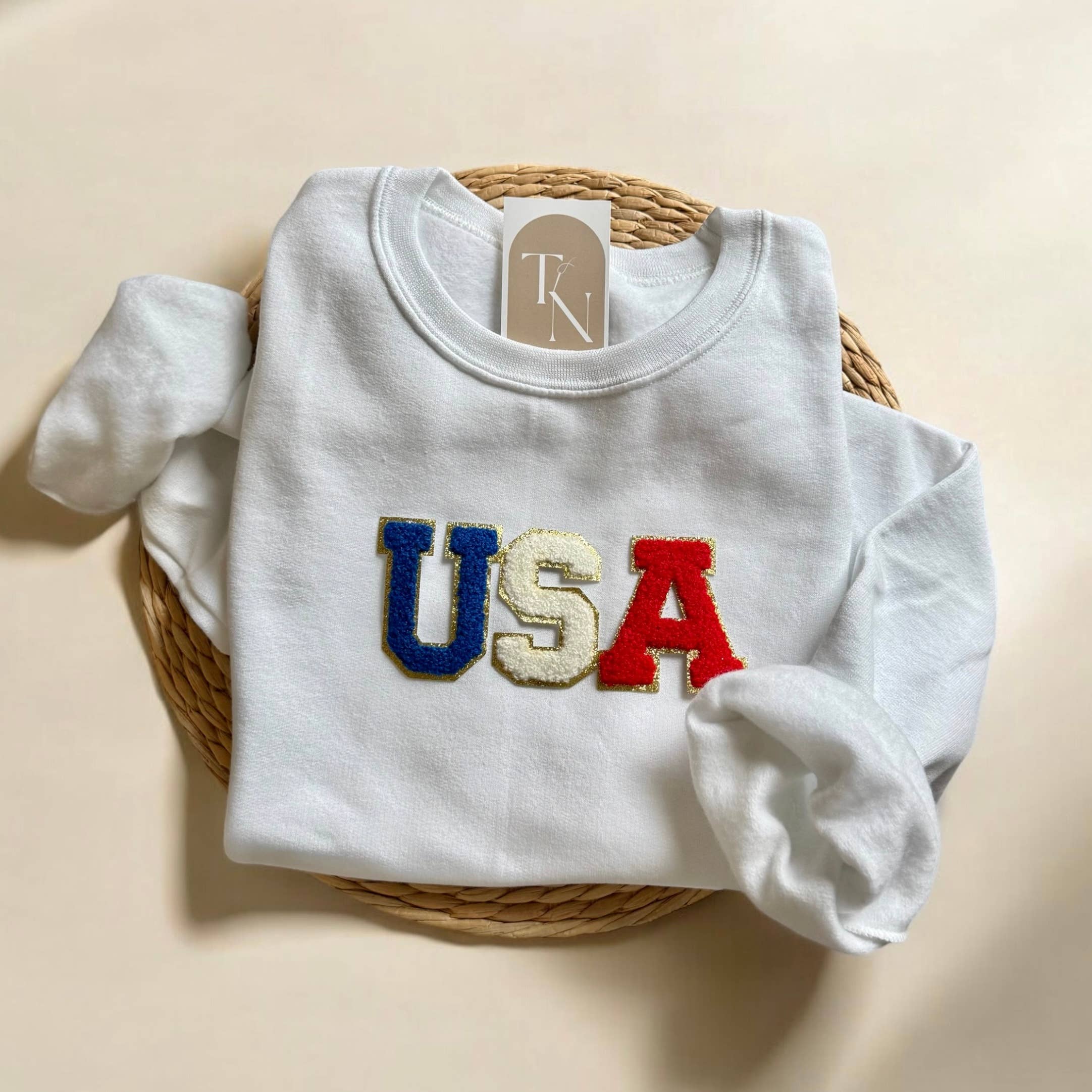 Chenille Patch USA Sweatshirt, Independence Day Apparel T-Shirts, Hoodie | PodTeesHub.com
