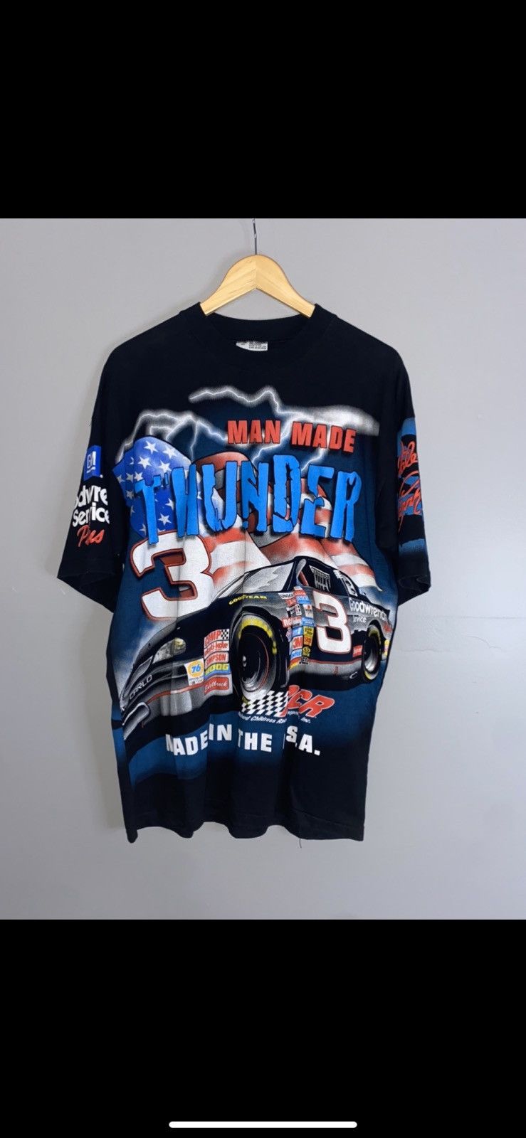 Vintage Dale Earnhardt Man Made Thunder Lightning Nascar Shirt Hoodie, Sweatshirt | PodTeesHub.com