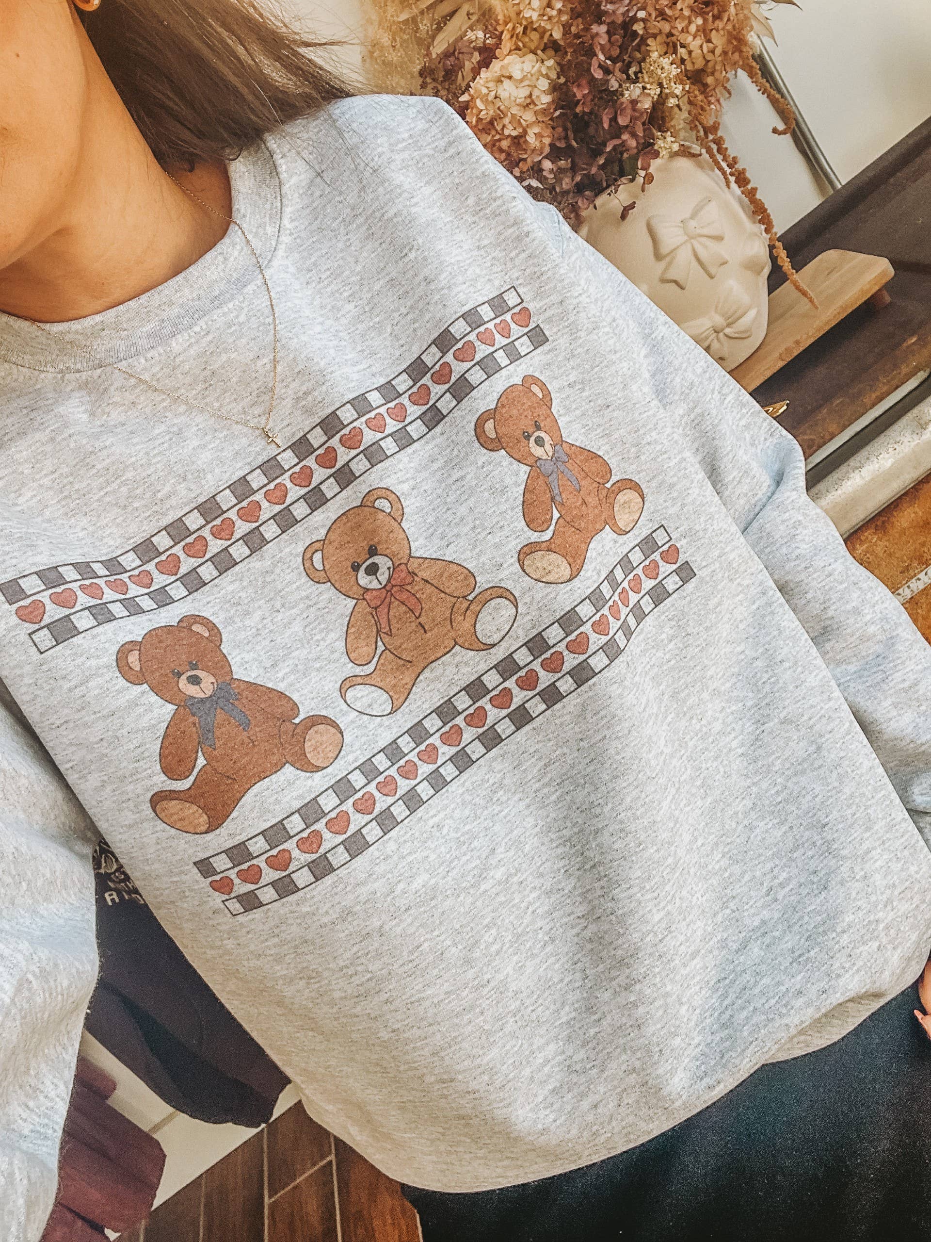Vintage Teddy Bear Row 90's Thrifting Crew Neck Sweatshirt T-Shirts, Hoodie | PodTeesHub.com