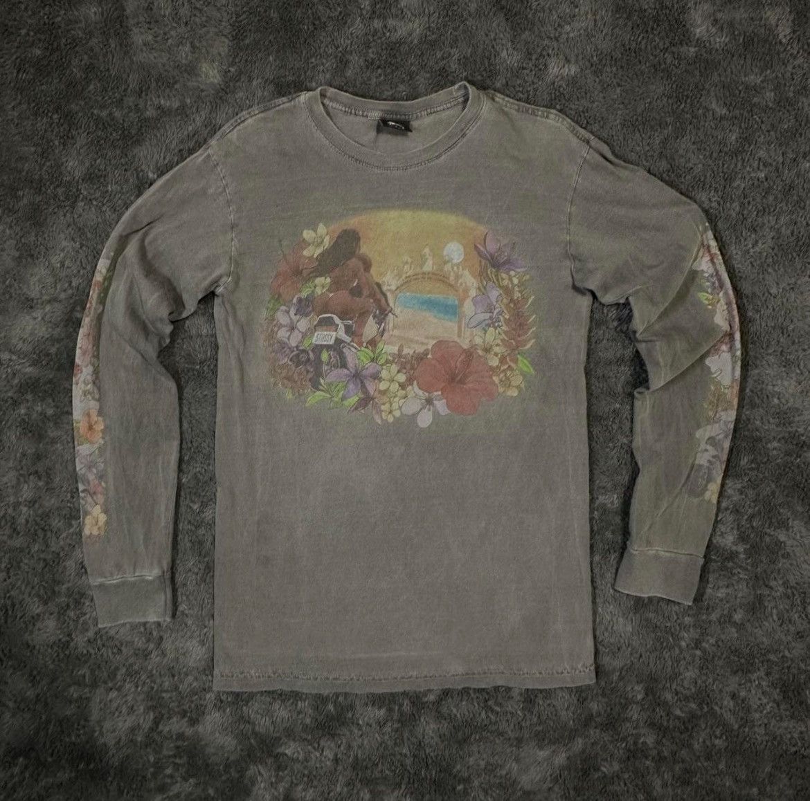 Rare Grey Stussy Longsleeve Shirt Hoodie, Sweatshirt | PodTeesHub.com