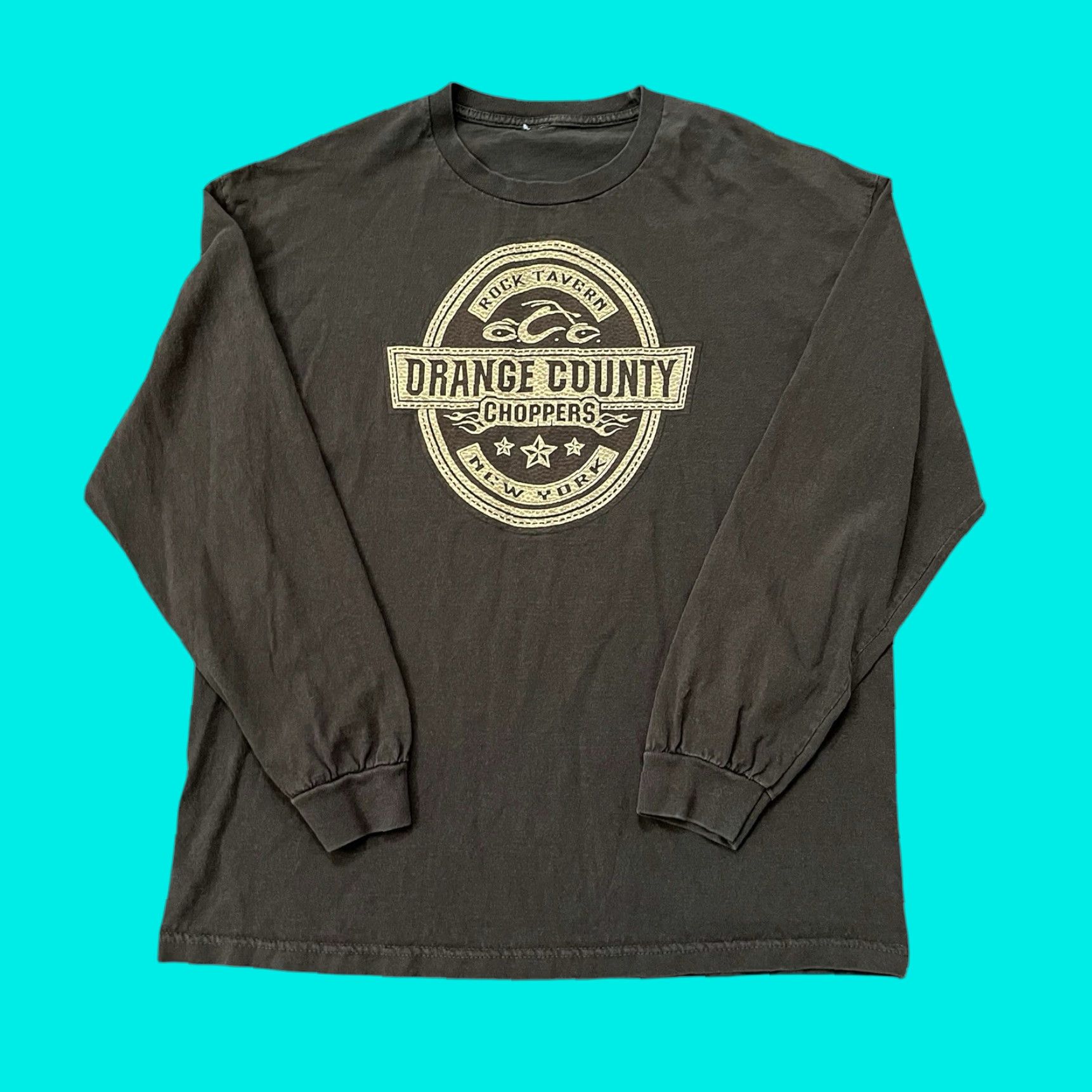Vintage Choppers Shirt Mens Xl Long Sleeve Graphic Print Brown Orange County Choppers Occ 20 Hoodie, Sweatshirt