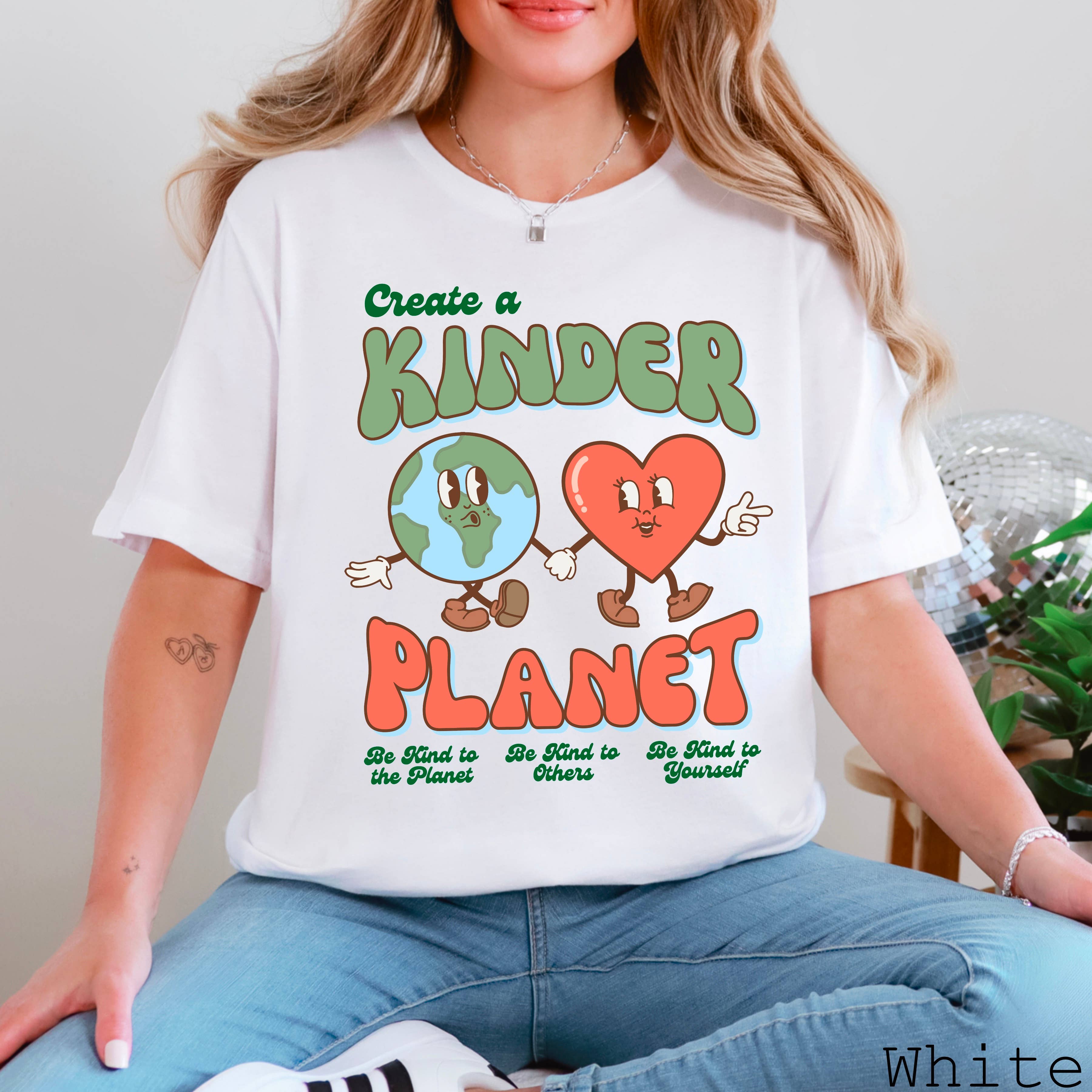 Create A Kinder Planet Women's Graphic Tee | Bella Canvas Hoodie, Sweatshirt | PodTeesHub.com