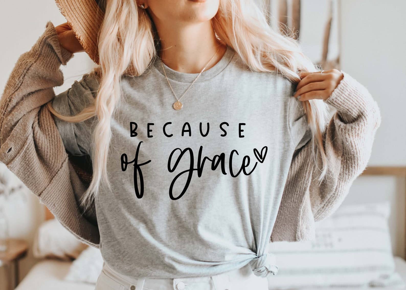 Because of Grace T-Shirt Hoodie, Sweatshirt | PodTeesHub.com