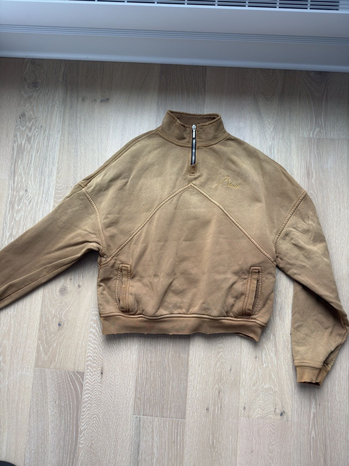 Rhude Logo Embroidered Quarter Zip Sweatshirt T-Shirts, Hoodie | PodTeesHub.com