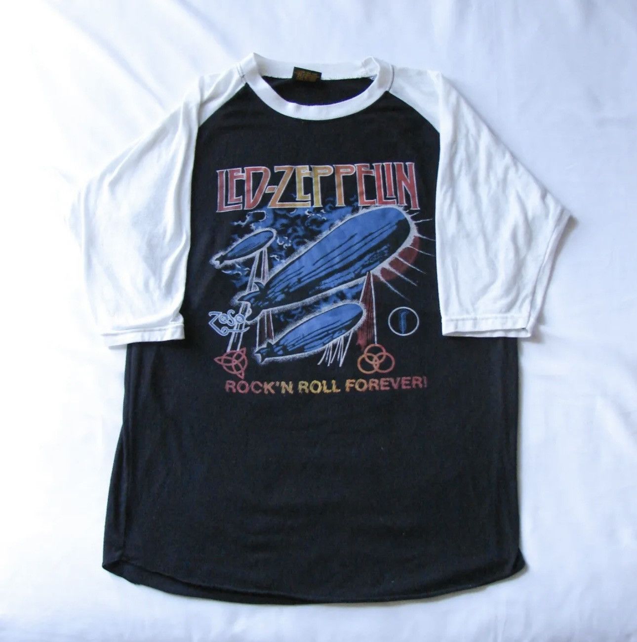 Vintage 70s Led Zeppelin Rock N Roll Forever Raglan T Shirt Hoodie, Sweatshirt | PodTeesHub.com