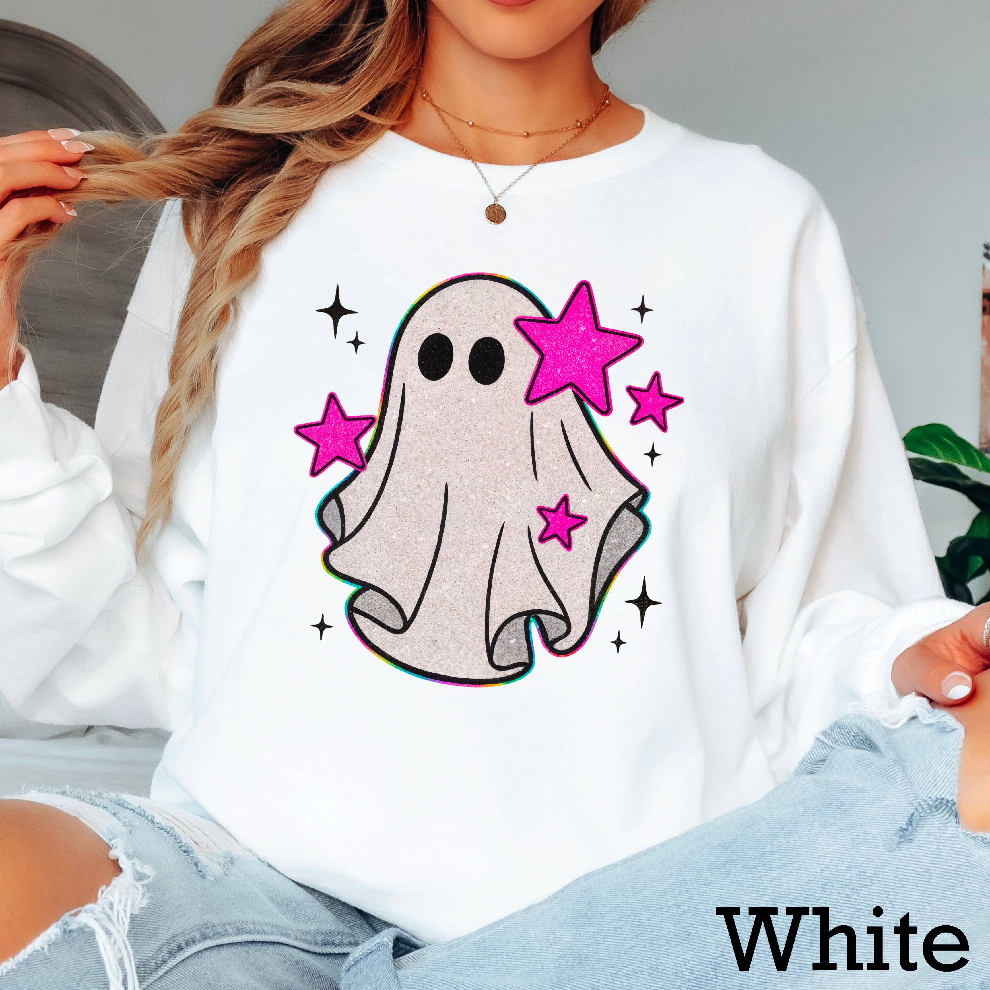 Preppy Ghost Halloween 2025 Long Sleeve Shirt | Gildan Hoodie, Sweatshirt | PodTeesHub.com