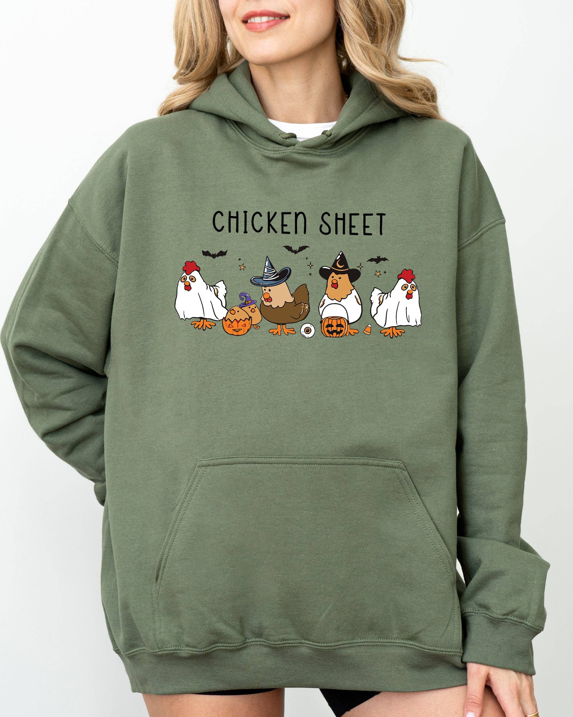 Chicken Sheet, Ghost Skeleton Funny Pumpkin Halloween Hoodie T-Shirts, Sweatshirt | PodTeesHub.com