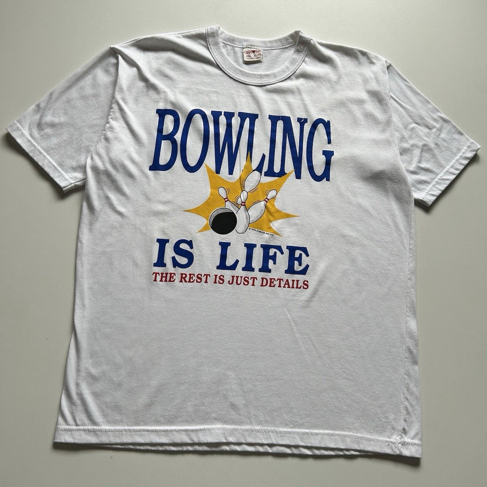 Vintage Bowling Is Life T Shirt Xl White 90s Funny Art Rare Hoodie, Sweatshirt | PodTeesHub.com