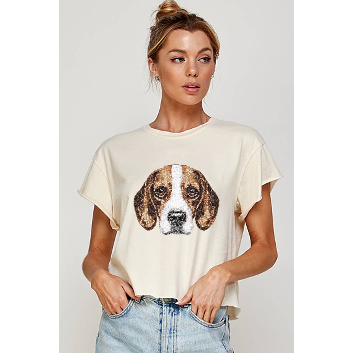 Beagle Puppy Vintage Graphic Crop Tee Hoodie, Sweatshirt | PodTeesHub.com