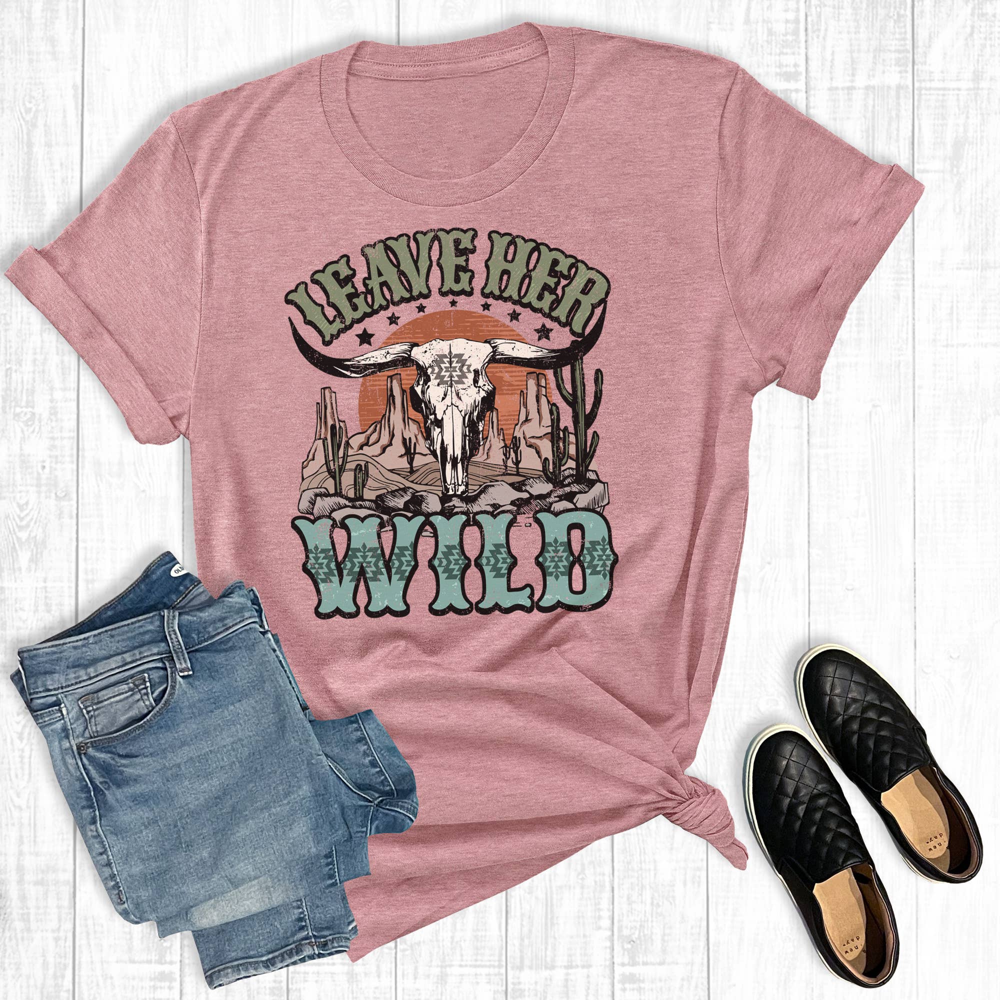 Western Leave Her Wild Graphic Tee Hoodie, Sweatshirt | PodTeesHub.com