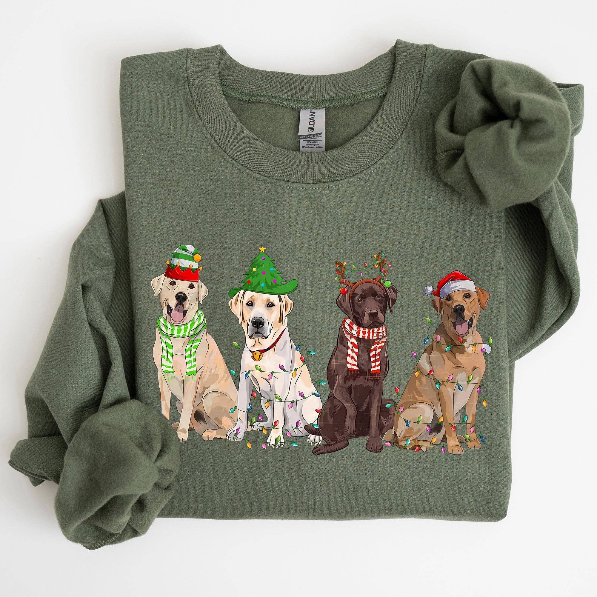 Christmas Dogs, Retriever, Labrador, Santa, Cute Sweatshirt T-Shirts, Hoodie | PodTeesHub.com