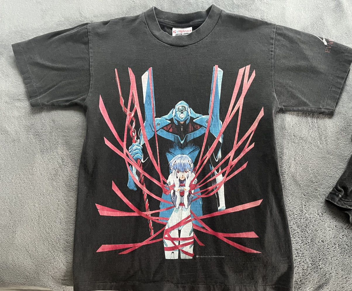 Japanese Brand X Vintage Evangelion Rei Unit 00 Tee Washed Black Medium Hoodie, Sweatshirt | PodTeesHub.com