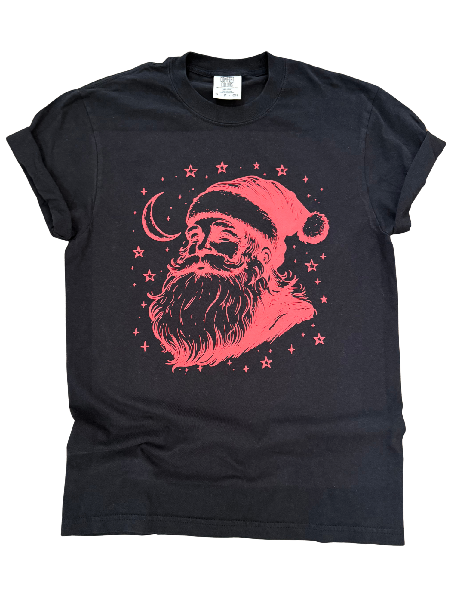 Midnight Santa – Moon + Stars Christmas Tee Hoodie, Sweatshirt | PodTeesHub.com