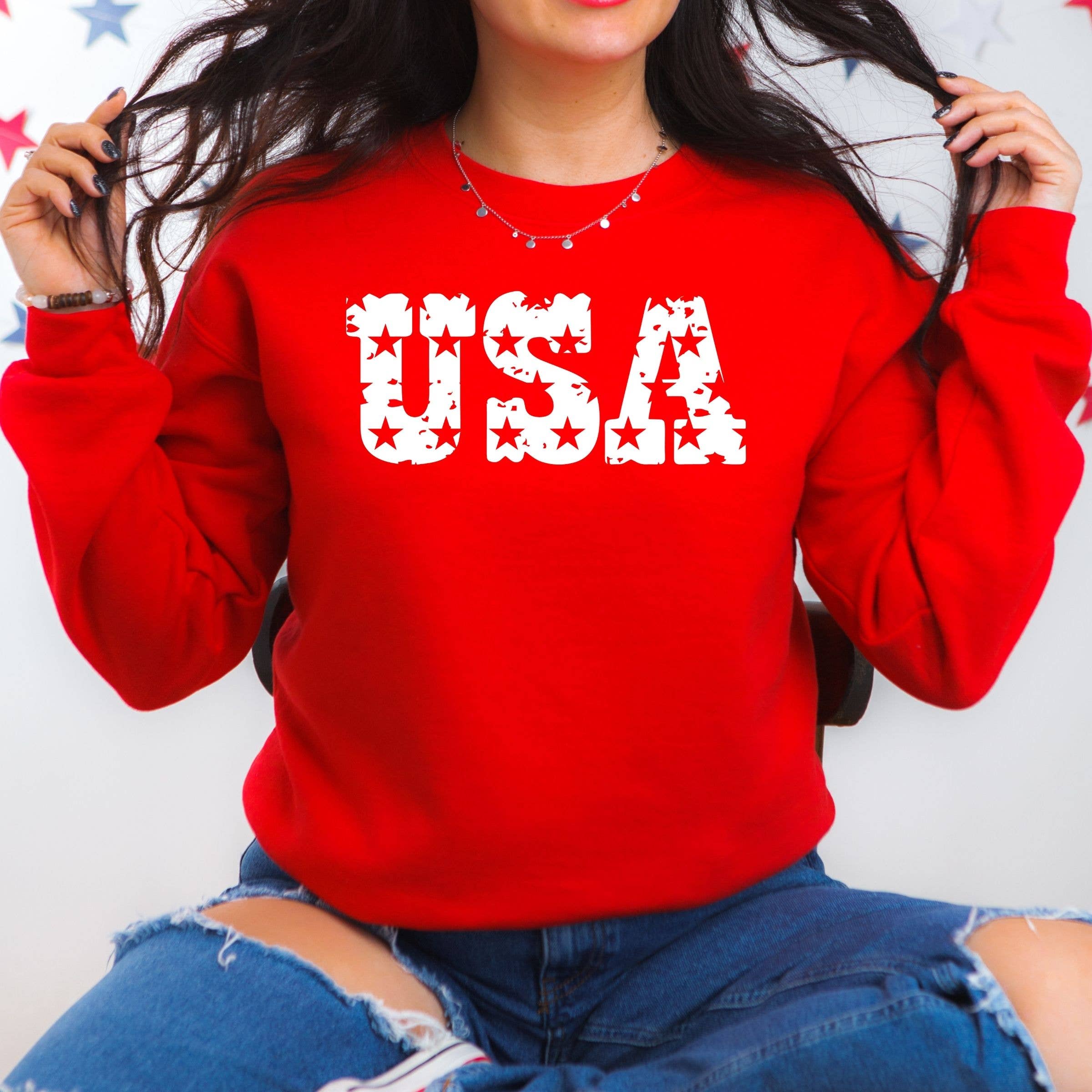 USA Star Sweatshirt - 4th of July - Western Summer American T-Shirts, Hoodie | PodTeesHub.com