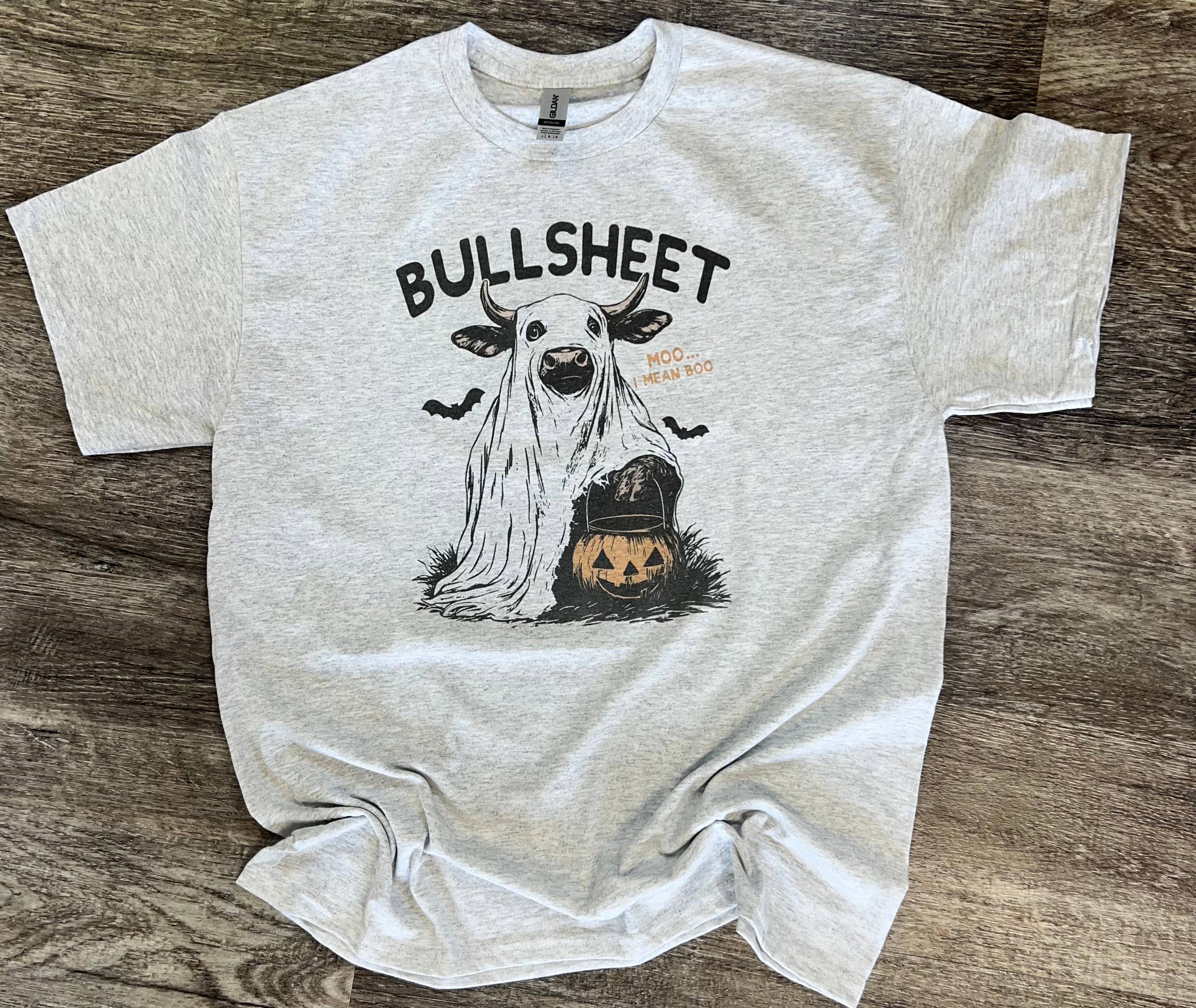 Bullsheet (Moo… I Mean Boo) On Ash Gray Tee Hoodie, Sweatshirt | PodTeesHub.com