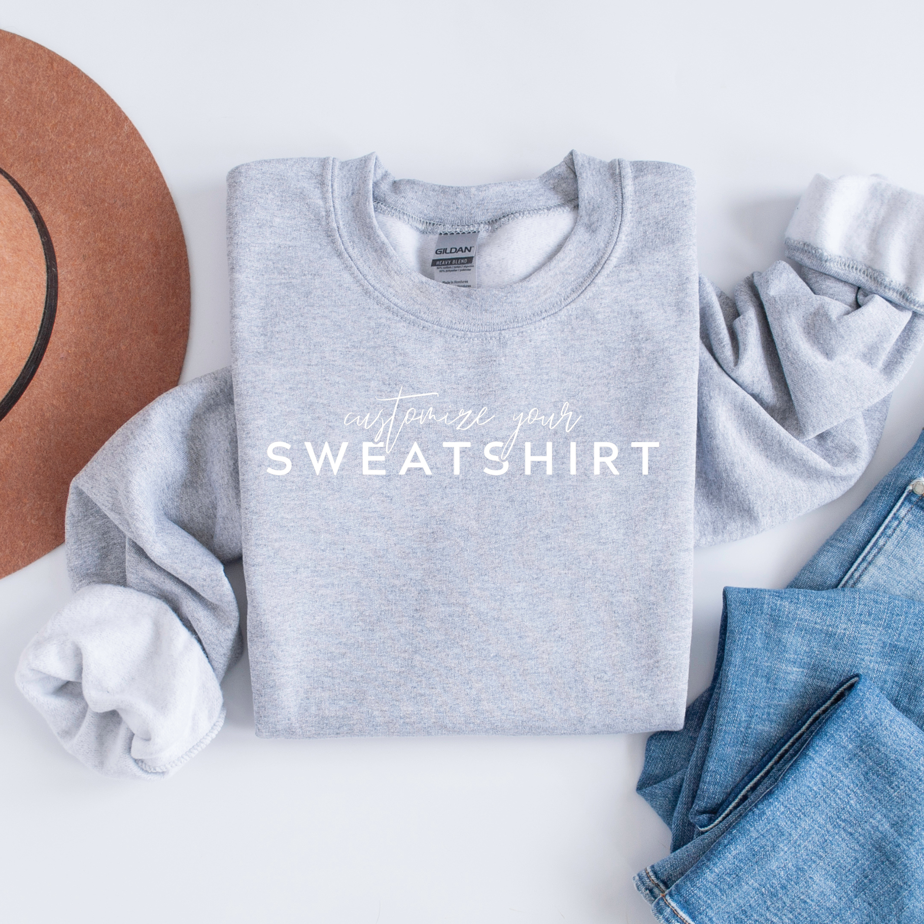 Custom Shop Name or Text Personalized Crewneck Sweatshirt T-Shirts, Hoodie | PodTeesHub.com