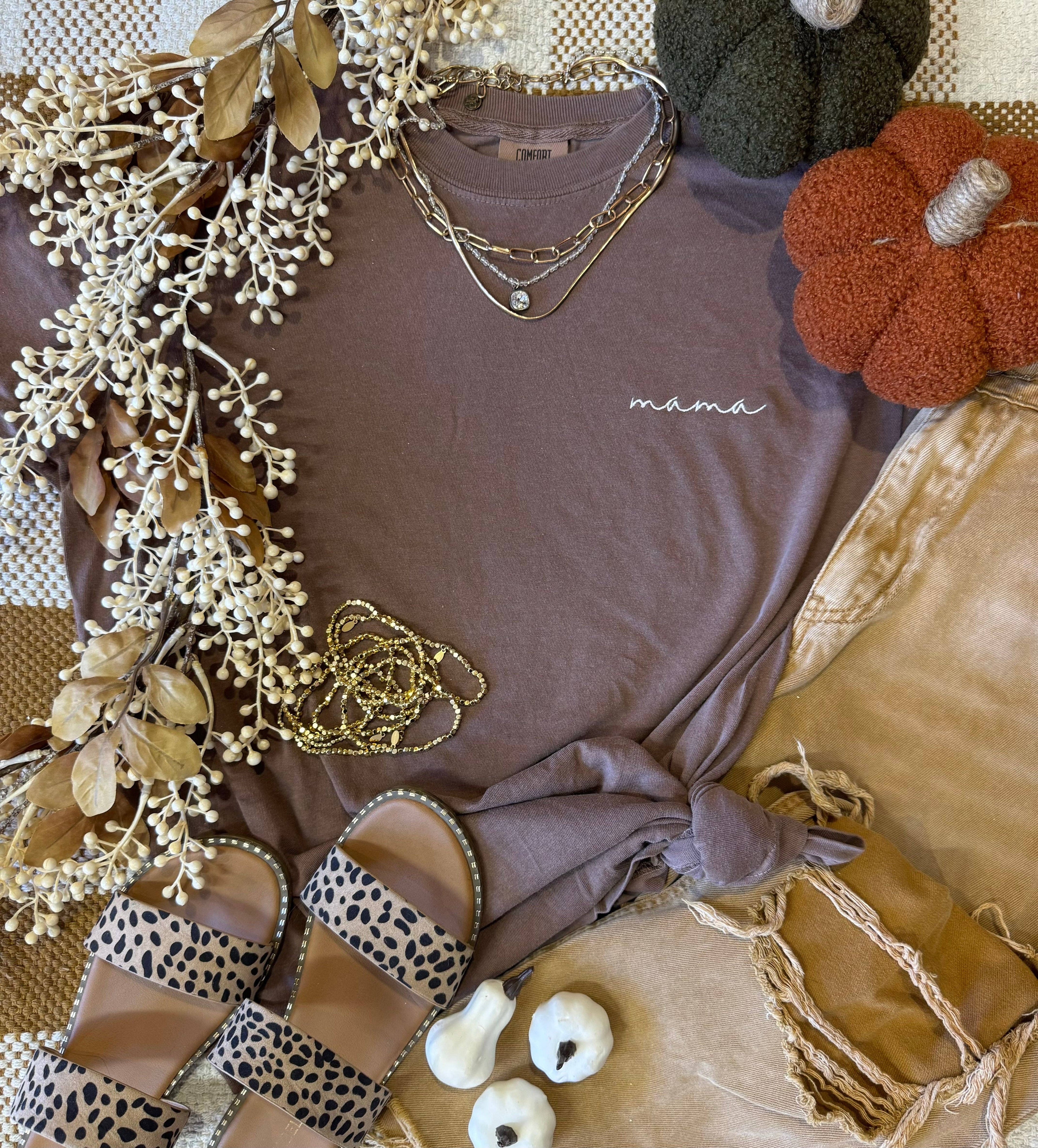 Espresso Dainty Mama Embroidered Tee Hoodie, Sweatshirt | PodTeesHub.com