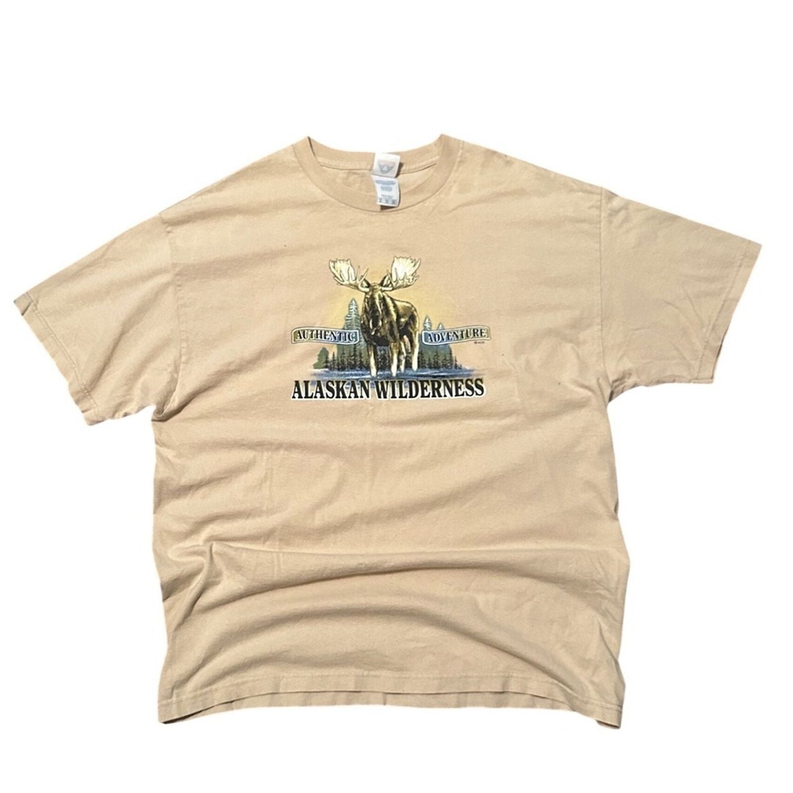 Vintage 90 S Alaskan Wilderness Moose T Shirt Xl Tan Graphic Tee Hoodie, Sweatshirt | PodTeesHub.com