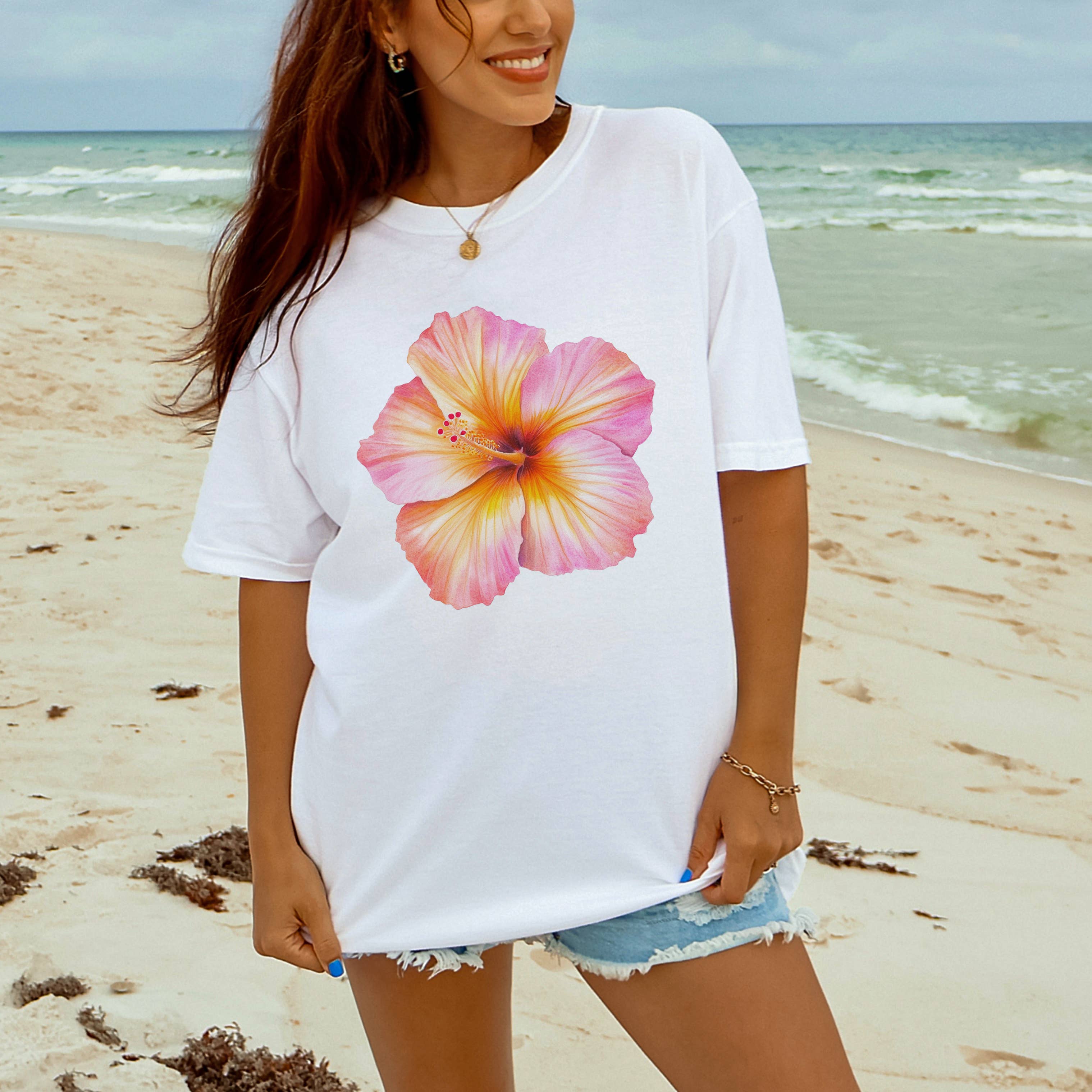 Hibiscus Tee | Floral Tee | Tropical Hoodie, Sweatshirt | PodTeesHub.com
