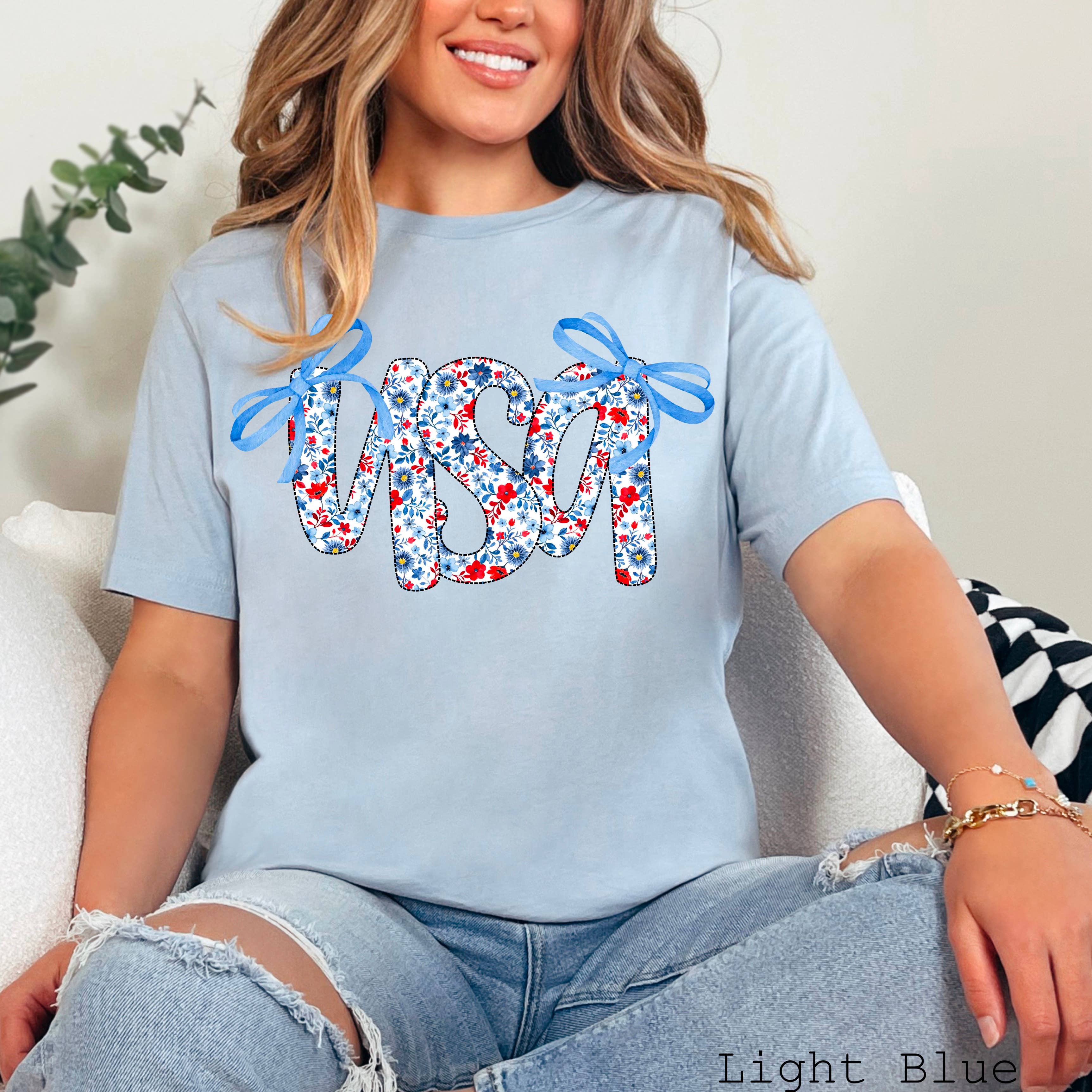July 4th Graphic Tee | Coquette USA  | Bella Canvas Hoodie, Sweatshirt | PodTeesHub.com