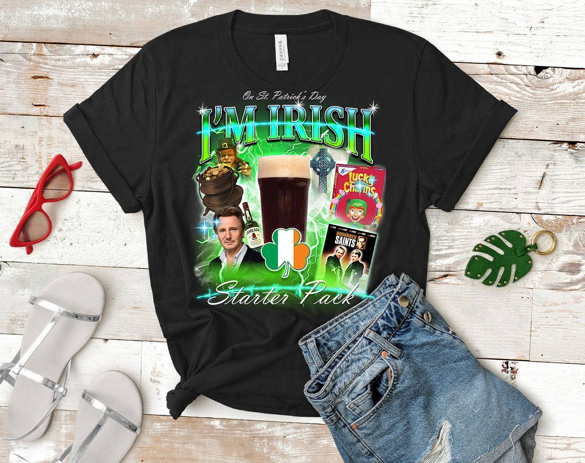 St Patrick's Day Irish Starter Pack - Funny Retro Shirt Hoodie, Sweatshirt | PodTeesHub.com