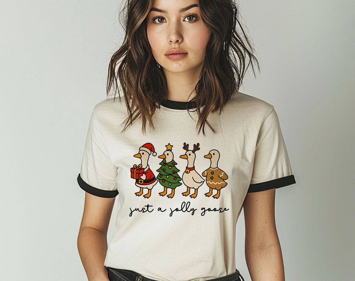 Just A Jolly Goose Christmas Tis the Season Ringer Shirt Hoodie, Sweatshirt | PodTeesHub.com