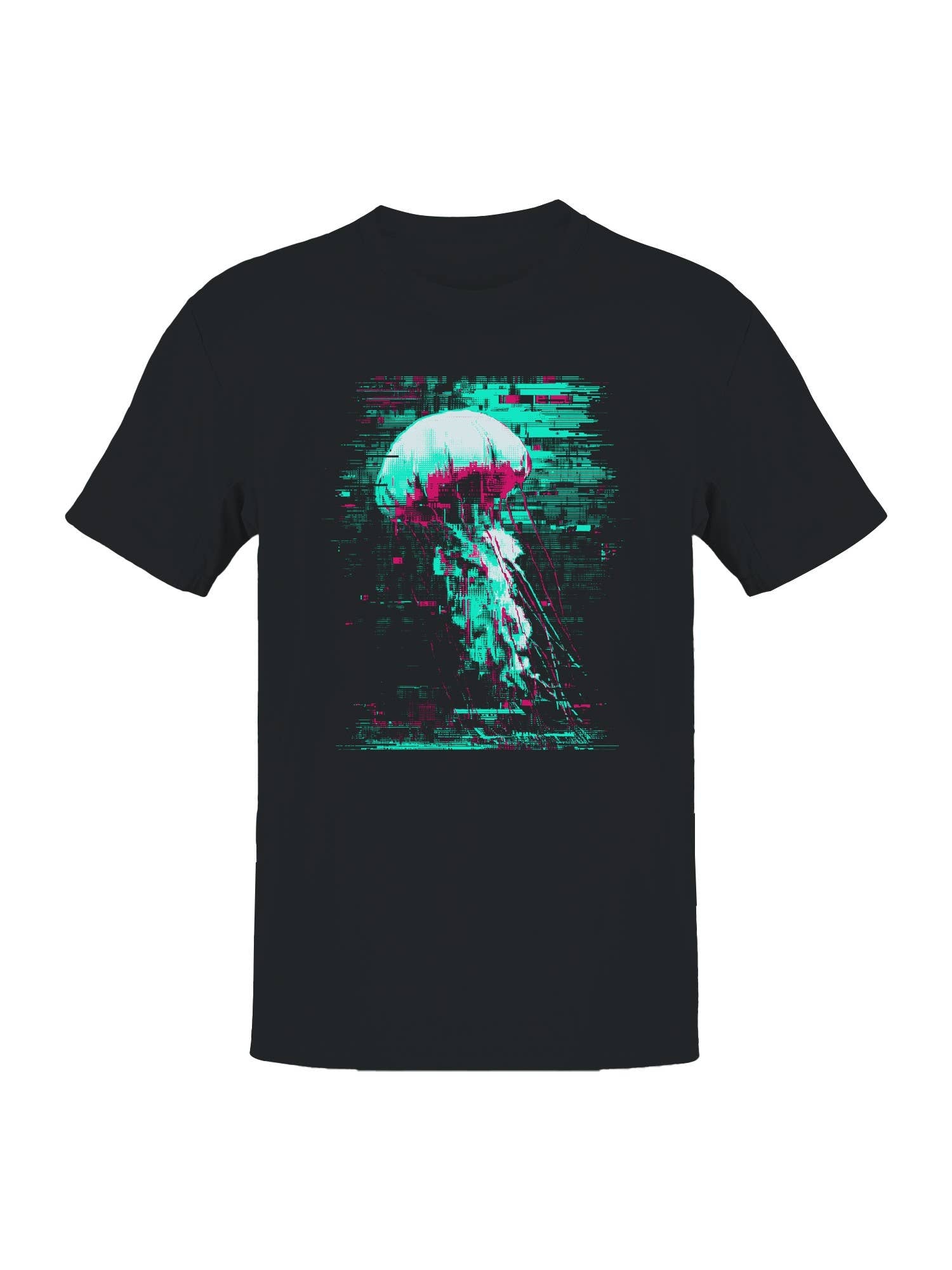 Glitch Art Jellyfish in Neon Men's T-Shirt Hoodie, Sweatshirt | PodTeesHub.com